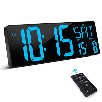XREXS Large Digital Wall Clock with Remote Control, 16.5 Inch LED Large Display Count Up & Down Timer, Adjustable Brightness Alarm Clock with