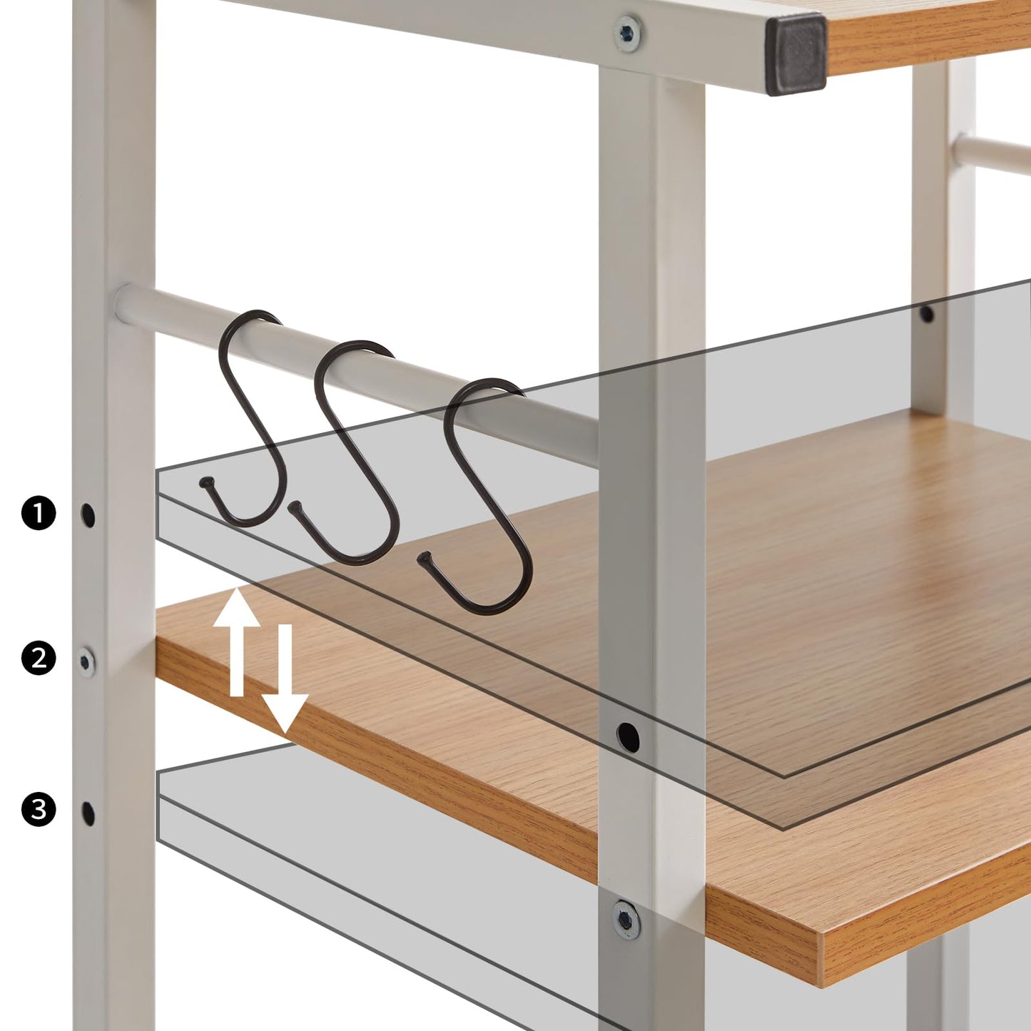 YMYNY 3 Tier Under Desk Printer Cart on Wheels Stand,Natural HPT002N