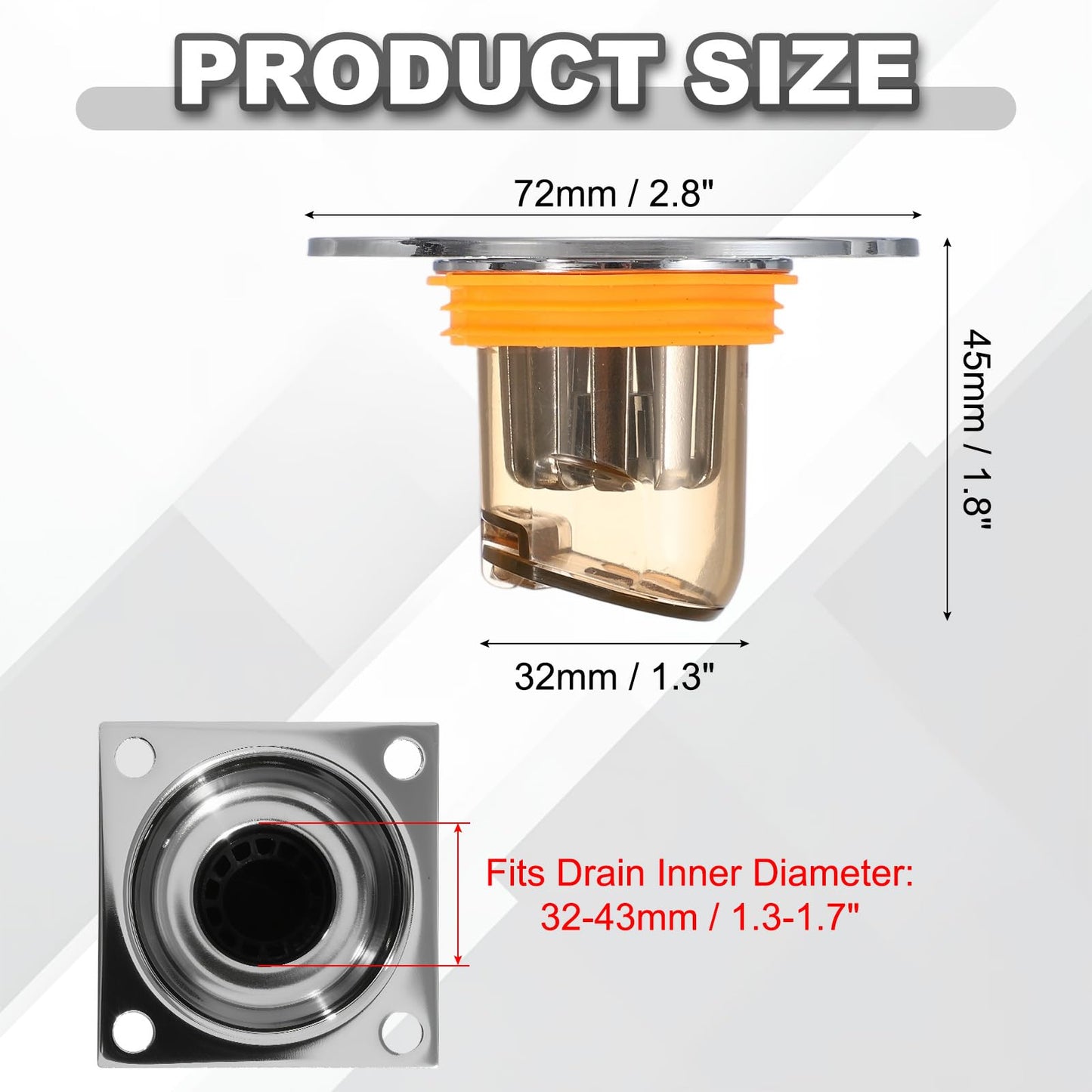 uxcell Odor Proof Floor Drain, ABS Floor Drain Cover Shower Plug Drain Backflow Preventer Suitable for 1.3-1.7" Caliber Pipes Tubes Bathroom Kitchen