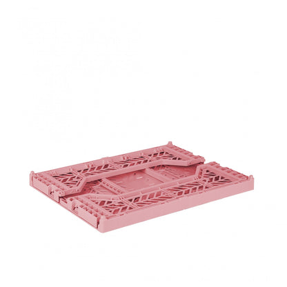 AYKASA Ay-Kasa Folding Crate, Sturdy Folding Box, Plastic, Stackable, Baby Pink, Midi 40 x 30 x 14 cm