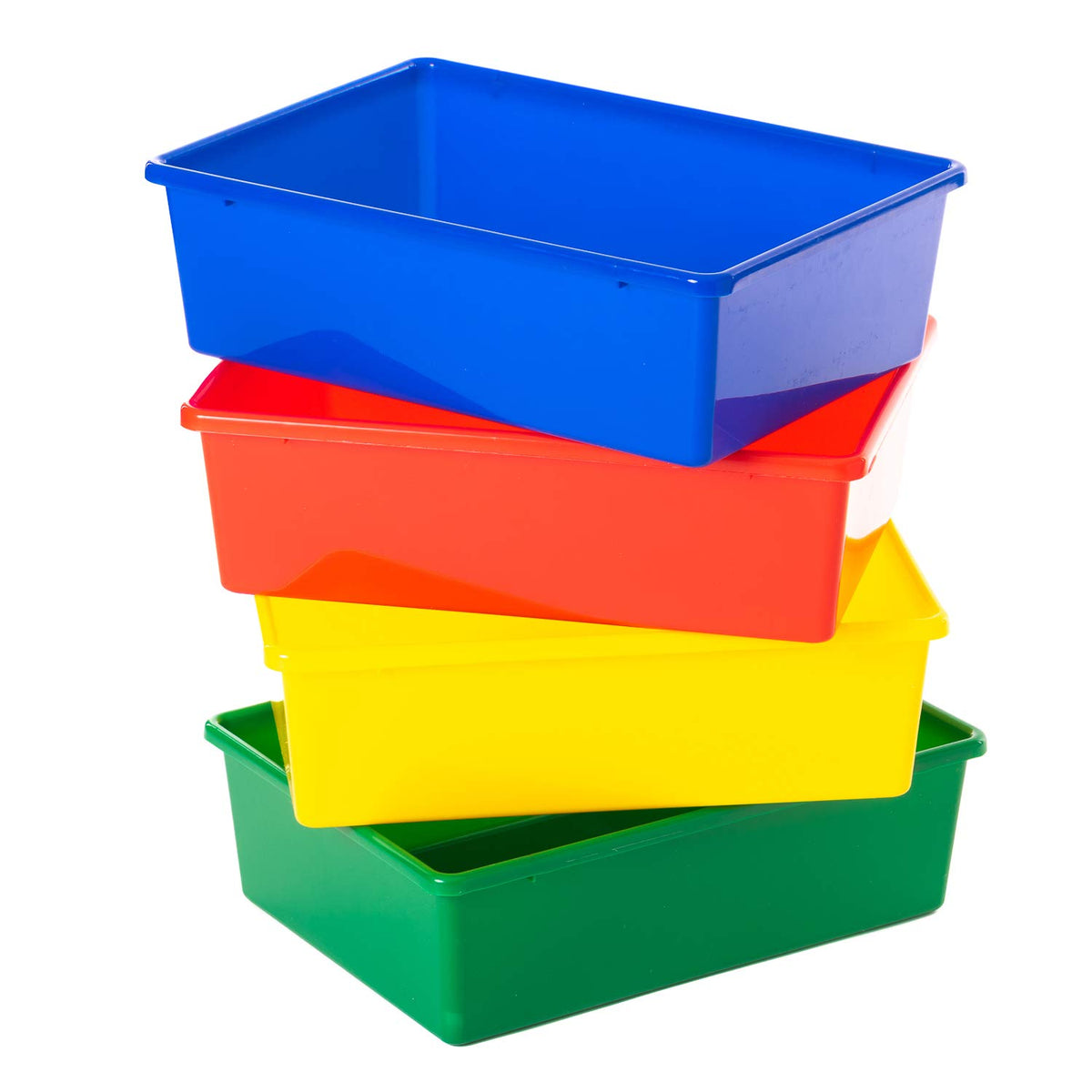 Gatton Design Storage Baskets Set of 4, Multiple Colour Plastic Boxes for Shelves, Kitchen, Cupboard, Bathroom, Office, School & Home Organiser