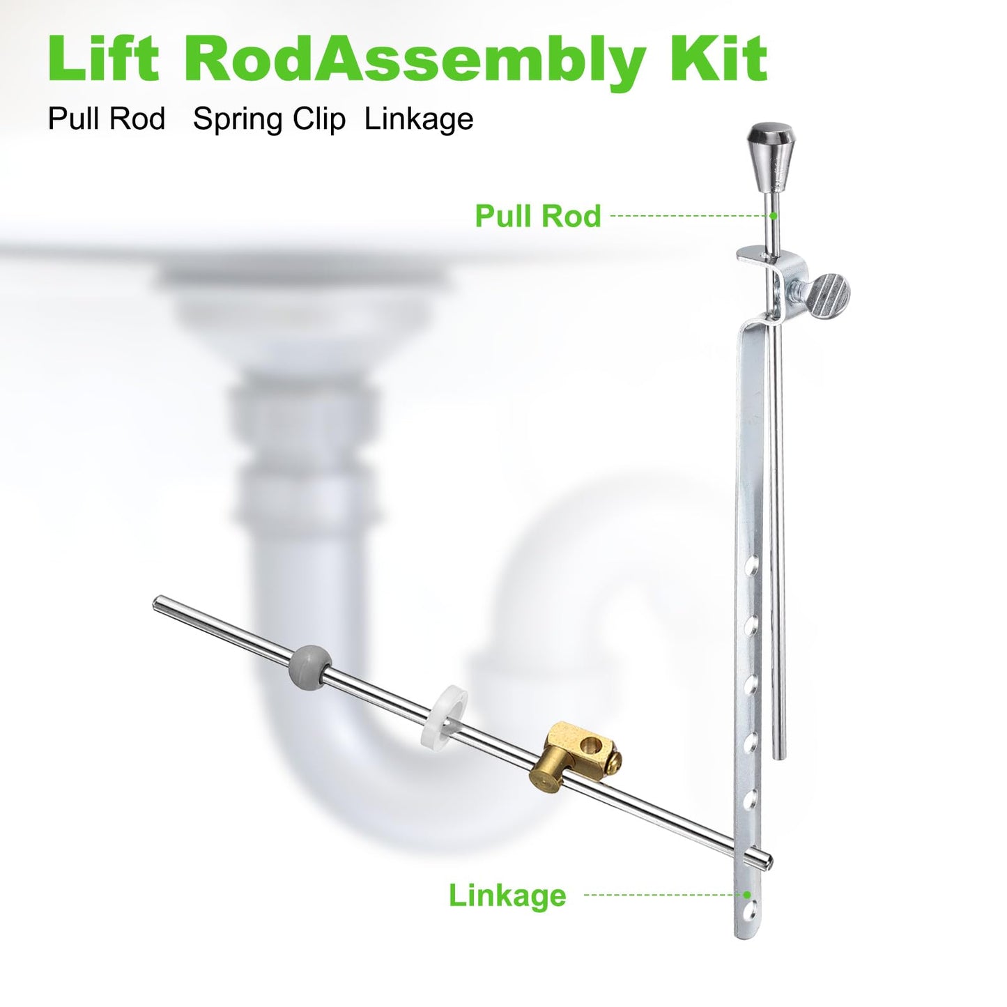 sourcing map Sink Drain Repair Kit, 0.46" Sink Stopper Pull Rod Linkage Adjustable Center Pivot Ball Rod Brass Assembly for Bathroom Drain