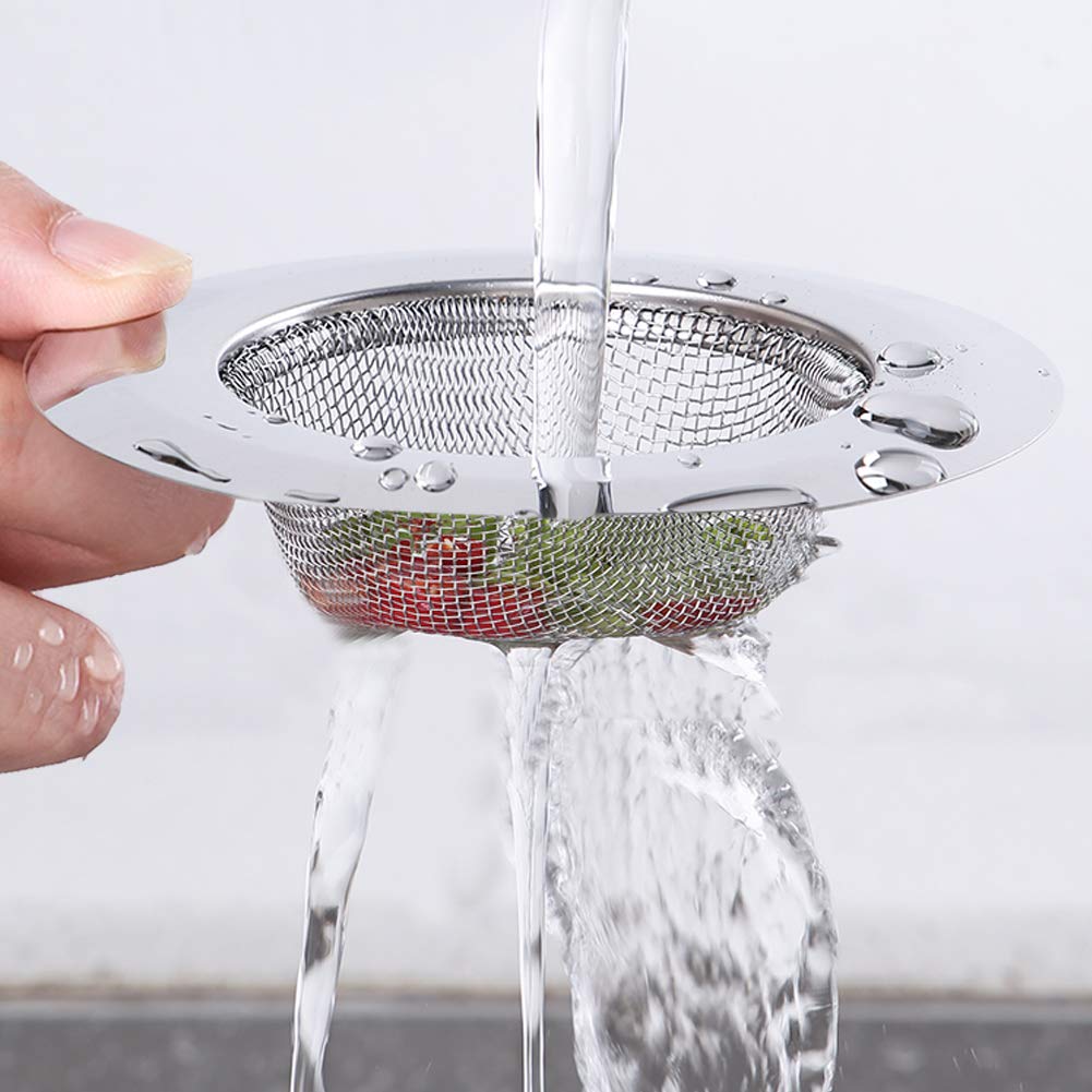 Stainless Steel Bathroom Shower Hair Filter Catcher Drain Cover Kitchen Sink Plug Strainer Hole Cover (Pack of 2)
