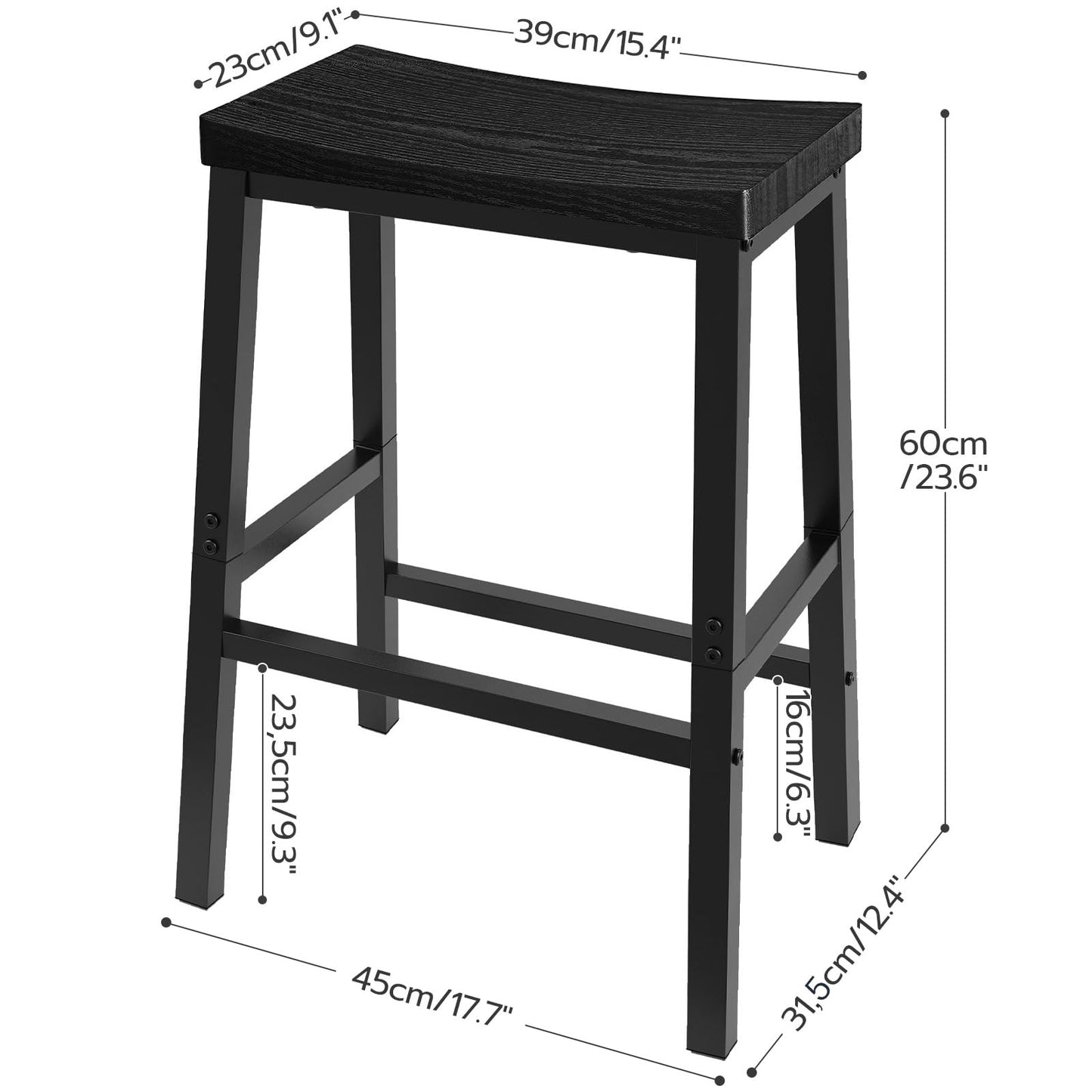 HOOBRO Bar Stools Set of 2, Tall Kitchen Breakfast Stools with Footrests, Bar Chairs with Saddle Seat for Kitchen, Counter, Easy Assembly