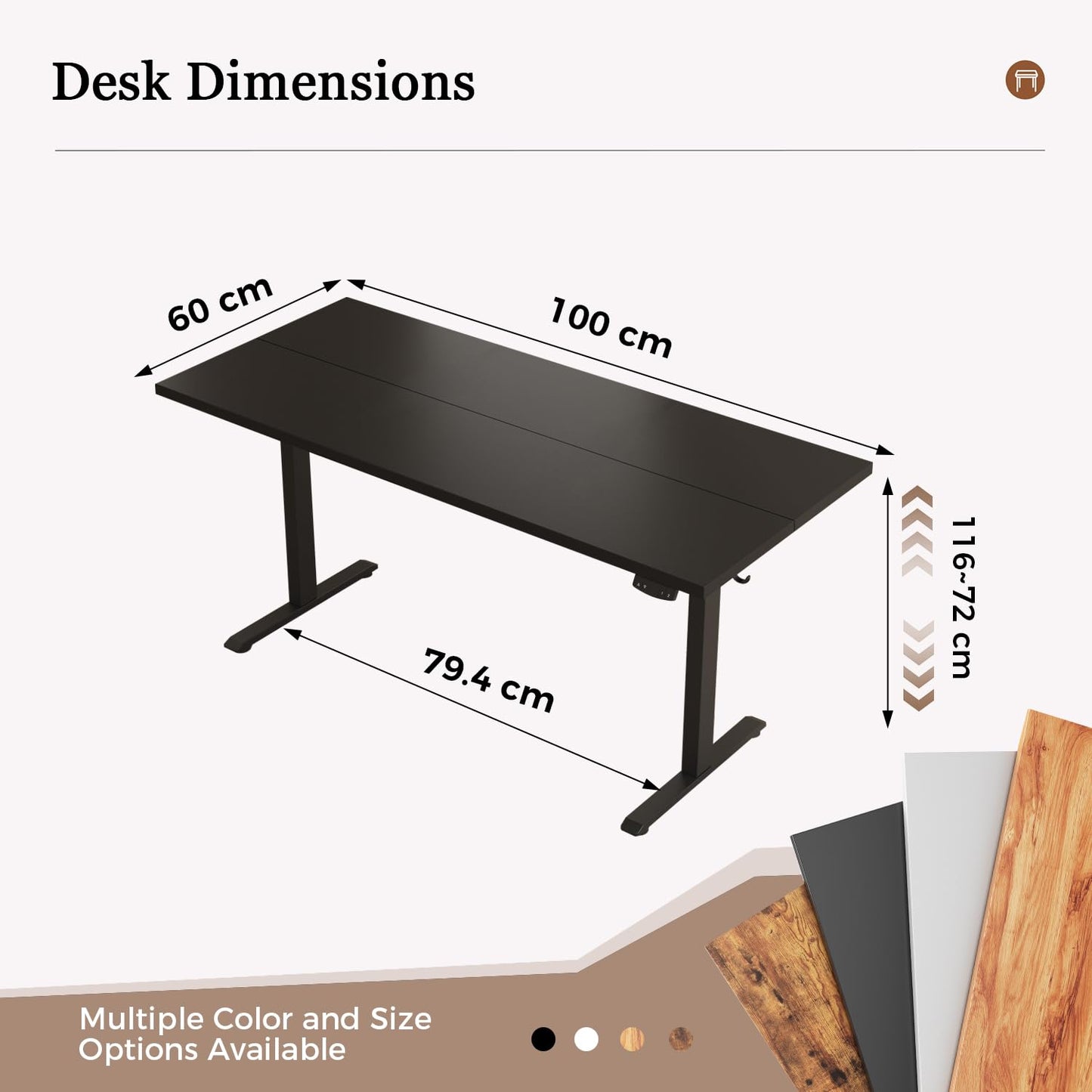 Klicelor Electric Standing Desk, 2 Memory Buttons for stand & sit, 100x60