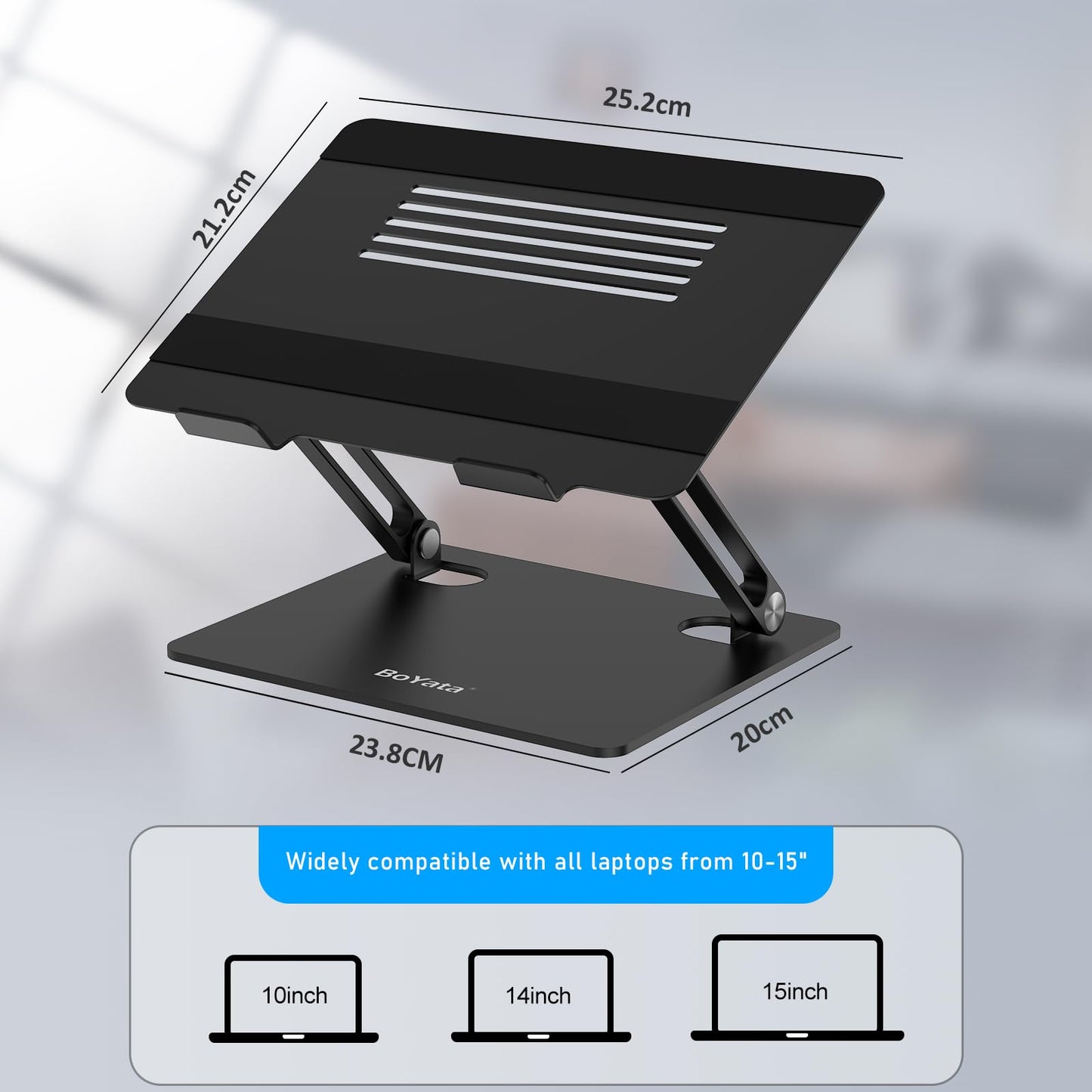 BoYata Laptop Stand, Multi-Angle Adjustable Laptop Riser with Heat-Vent
