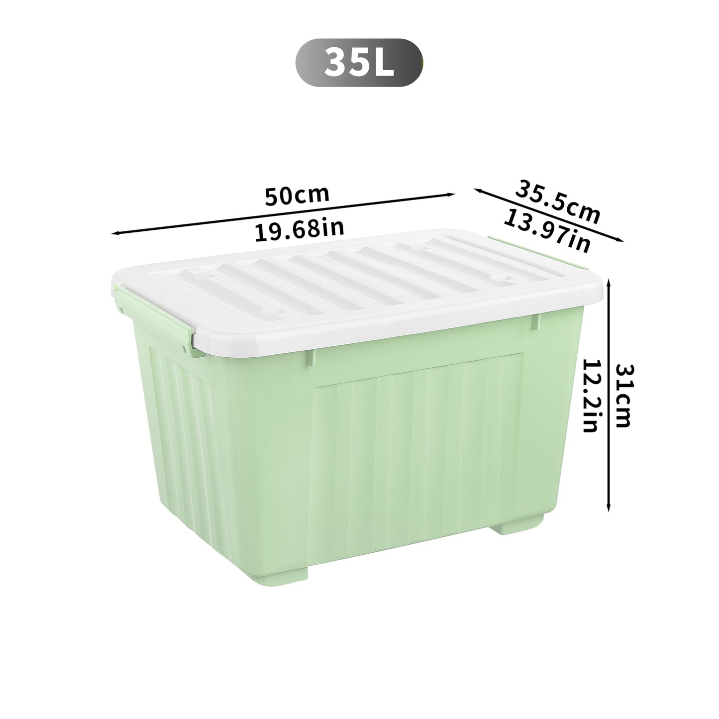 Cetomo 35L*6 Storage Boxes with Lids, Plastic Storage Box with Wheels and Secure Side Latches, Stackable & Nestable Organizer for Home, Office