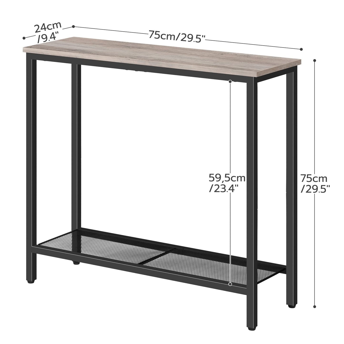 HOOBRO Slim Console Table with Storage, Narrow Console Table for Hallway, Industrial Hallway Table, Slim Sofa Table for Living Room, Bedroom