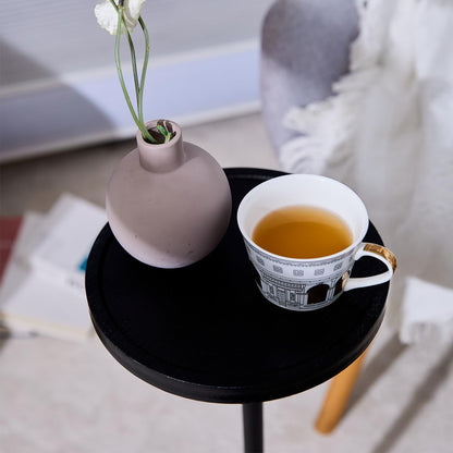 Benhurb Round Side Table Black Small Coffee Tables with Metal Base Sofa End Table Modern Corner Drink Table for Small Spaces Living Room Bedroom