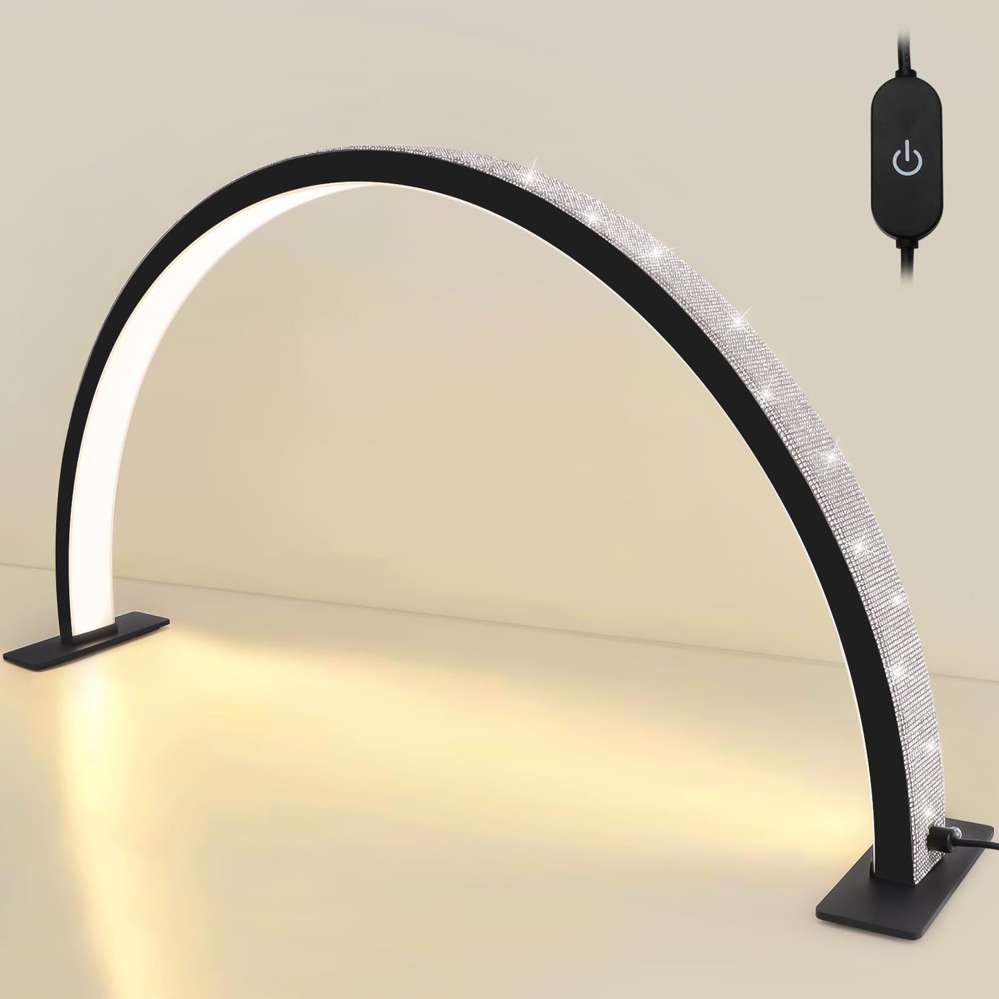 Kalolary 28inch Lash Light Lamp, 3000K-6000K Adjustable Brightness Half Moon Desk Light for Lash Extensions, Fill Half Moon for Eyelash, Facial Spa,