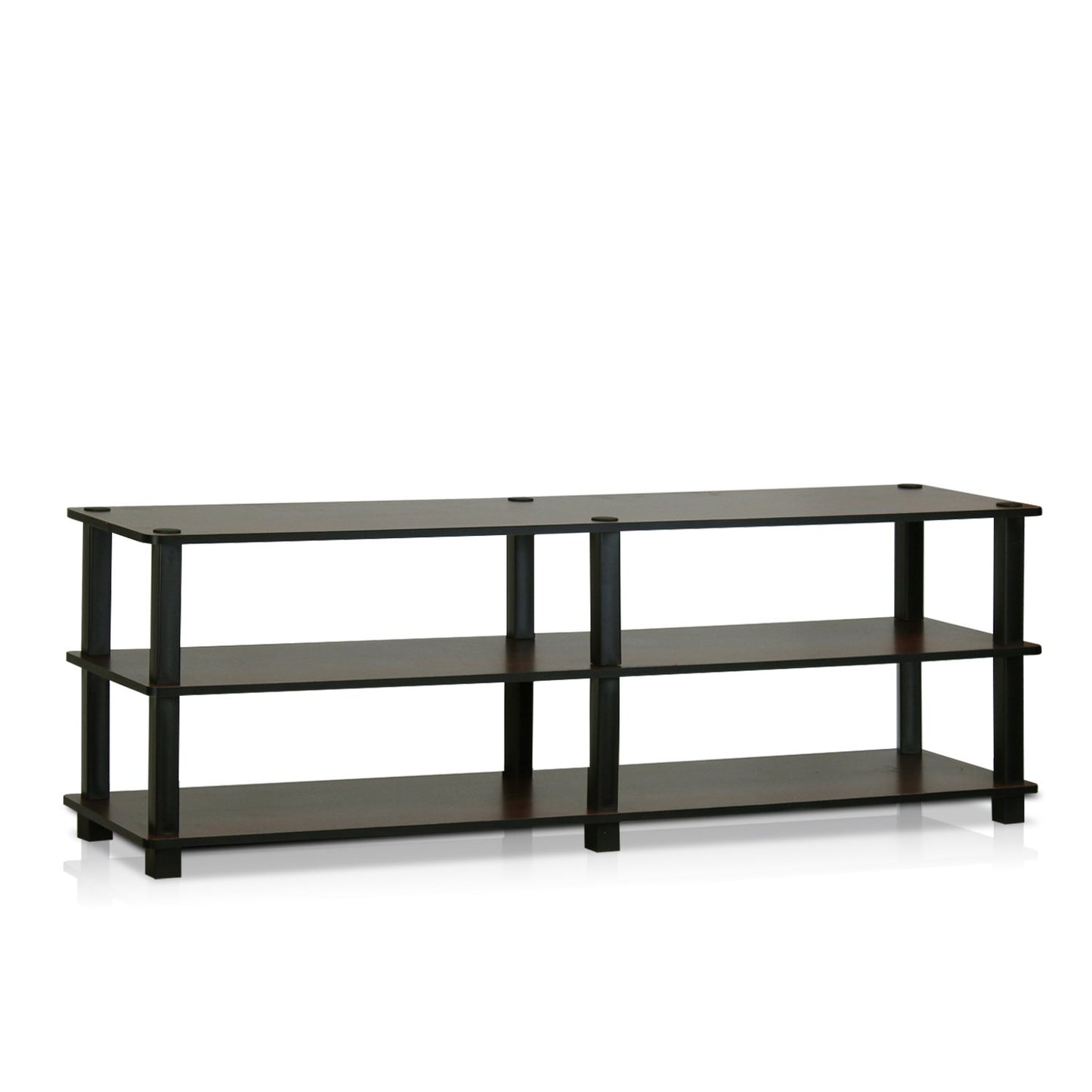 Furinno TURN-S-TUBE TV Stand, 3-Tier No Tools Entertainment Center, TV Console for TV up to 46 Inch, for Living Room, Bedroom, Dark Brown