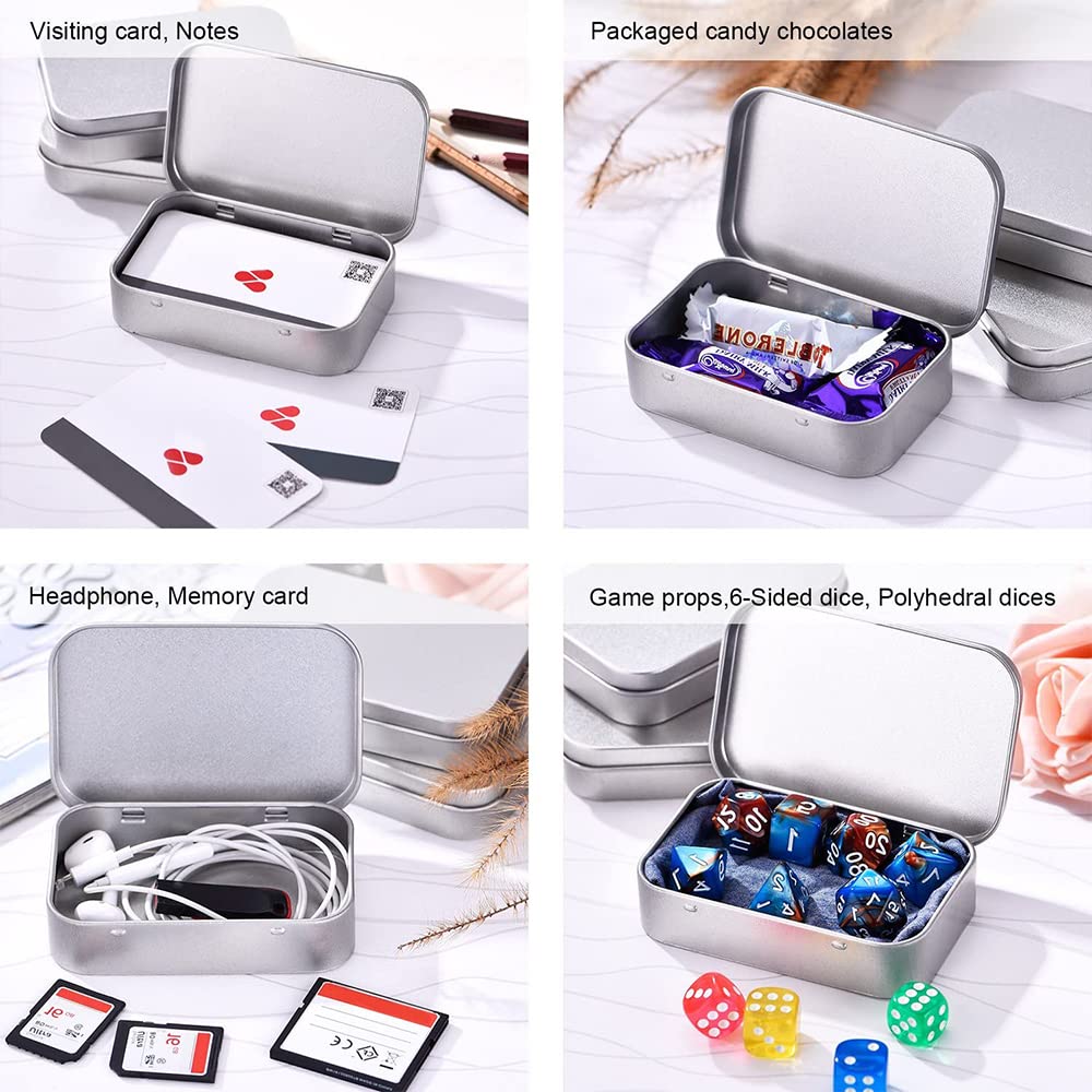 6 Pack Tins Container Metal Rectangular Empty Hinged Tins Box with Lids, Mini Portable Storage Box Small Storage Containers for Home Organizer
