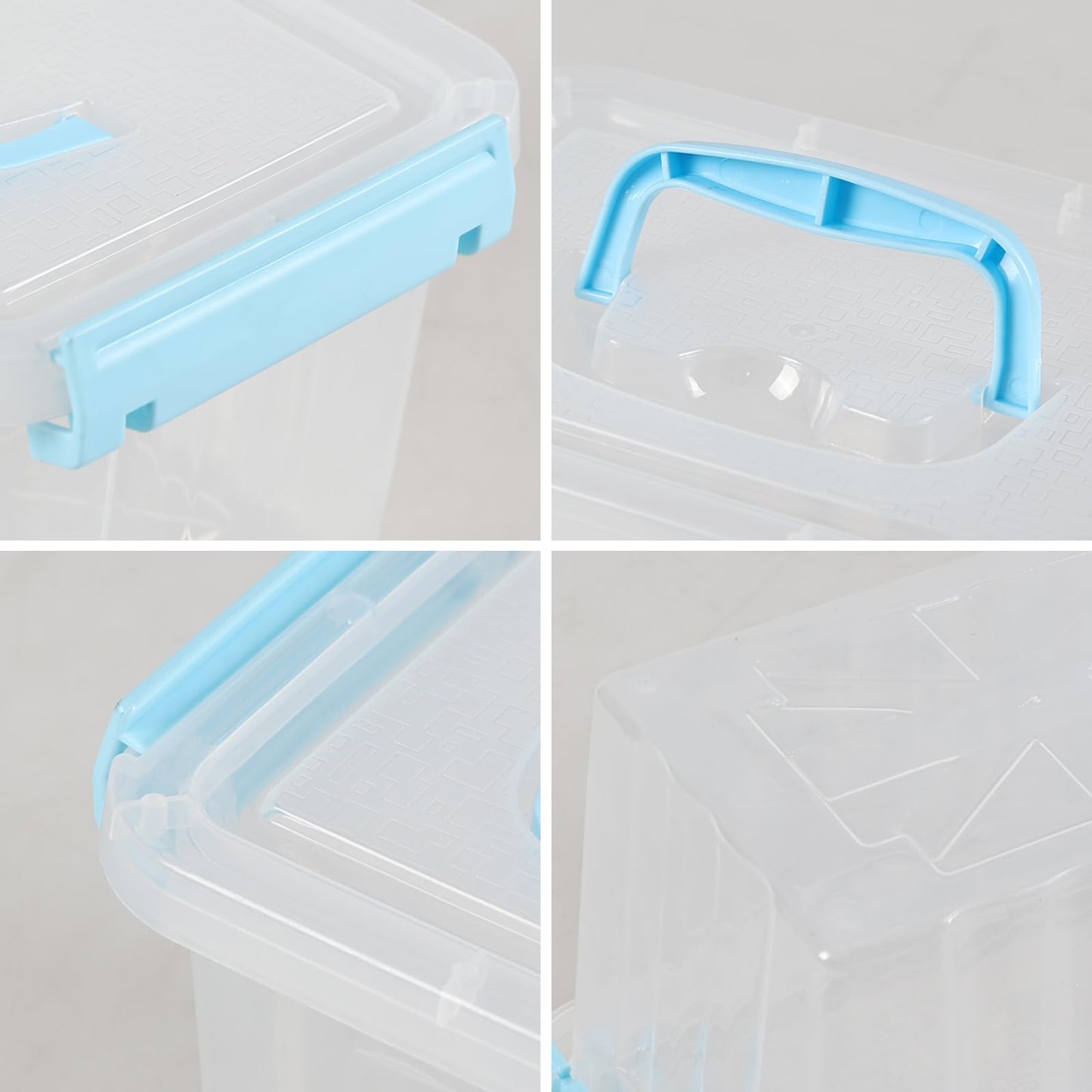 Jandson 3L Small Plastic Lidded Storage Box with Carry Handle, 6 Packs