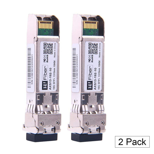 H!Fiber.com ?2Pack? 10Gb SFP+ Singlemode Module(10km, 1310nm), 10Gbase SFP+ LR Transceiver, Dual LC Connector, Compatible for Intel E10GSFPLR,