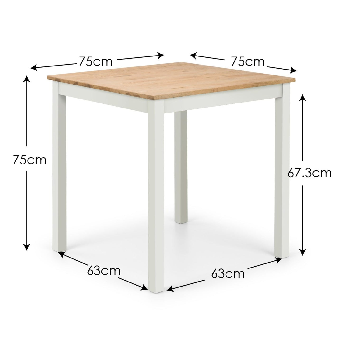 Julian Bowen Coxmoor 75cm Square Dining Table, Ivory/Oak - H75 x W75cm
