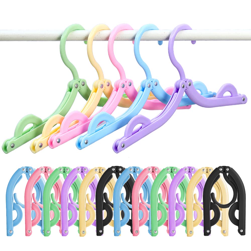 12 Pcs Travel Folding Hanger Household Multifunctional Portable Hanger for Holiday Camping, Indoor and Outdoor Use