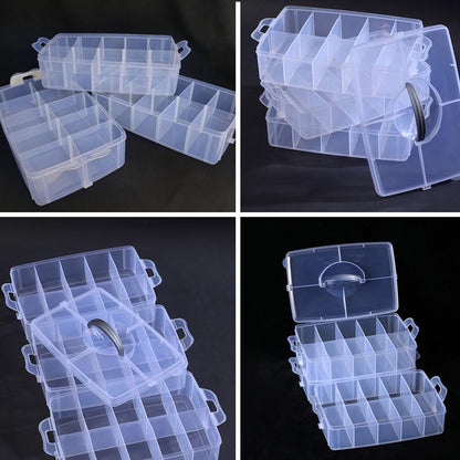 HomDSim Washi Tape Box Organizer Storage,Divider Closet Container,with 30 Adjustable Compartments,Clear,Masking Tape Desktop Tape DIY Sticker Roll