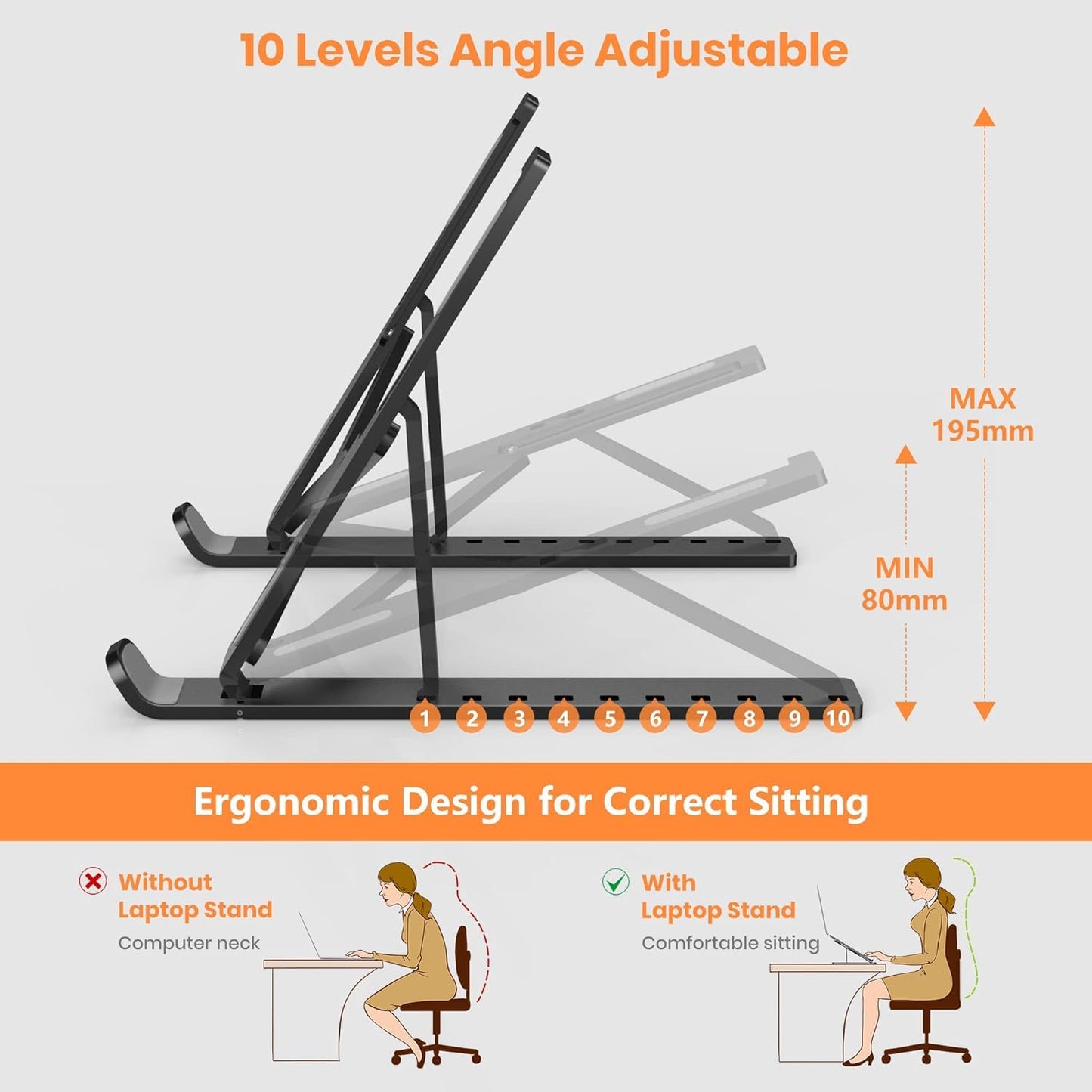 Maideduo Portable Laptop Stand, Black