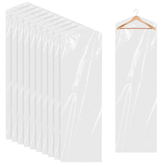 10Pcs Dry Cleaner Bags Plastic Clear Dress Bag 60x180 cm Long Dry Cleaning Bag for Clothes, Plastic Garment Bags for Hanging Clothes, Long Dresses