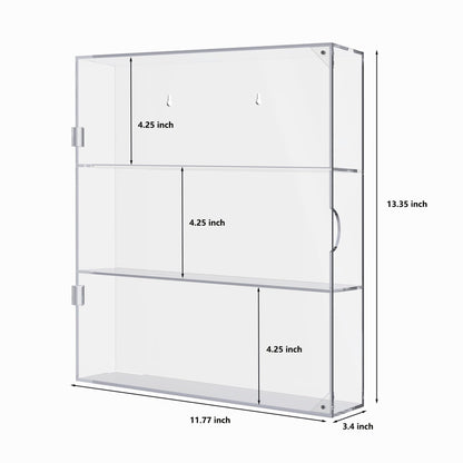 UoYeet Acrylic Display Cabinet for Both Wall Mount and Desktop Showcasing, 3 Layer Clear Display Case for Mini Toys, Pop Figurines