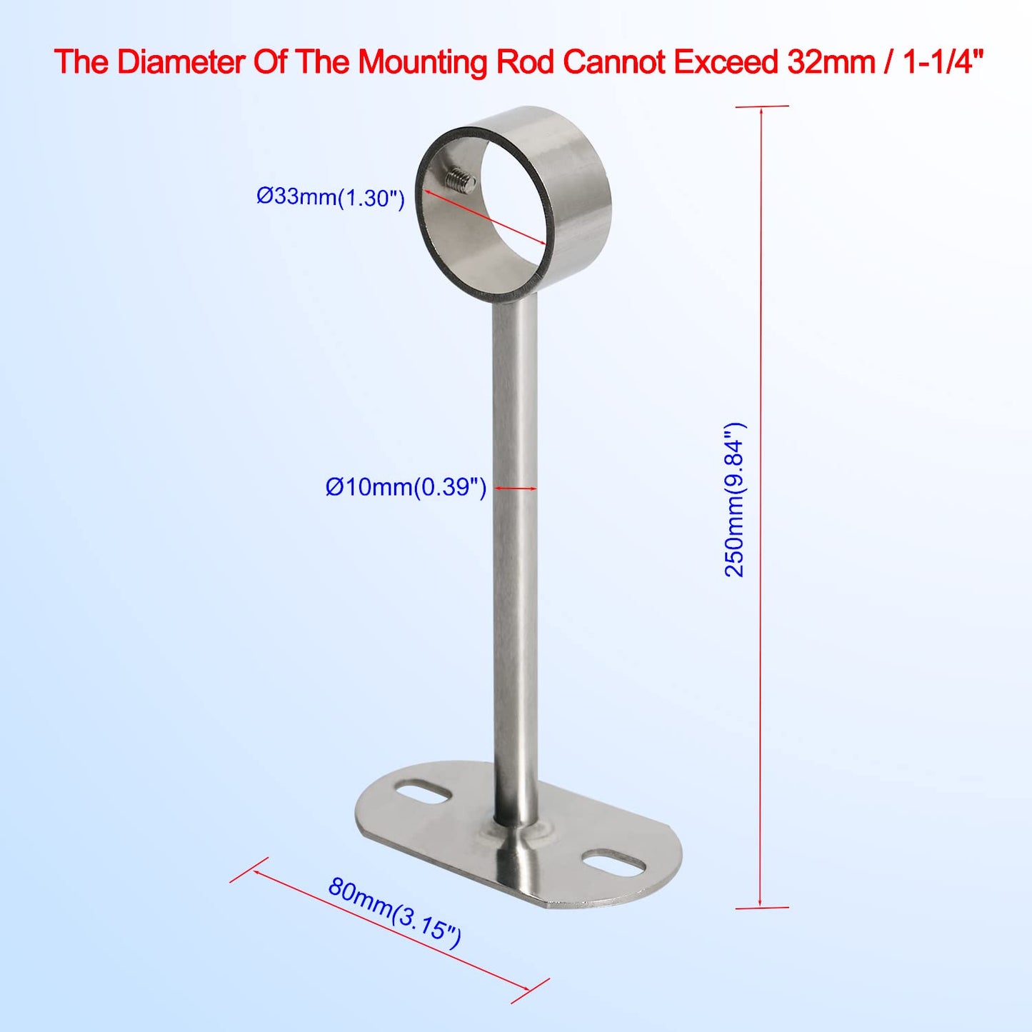 Aopin 2Pcs Ceiling Mount Bracket pipe hole diameter 32 mm(1-1/4"), length 250mm, suitable for ceiling or wall mounting