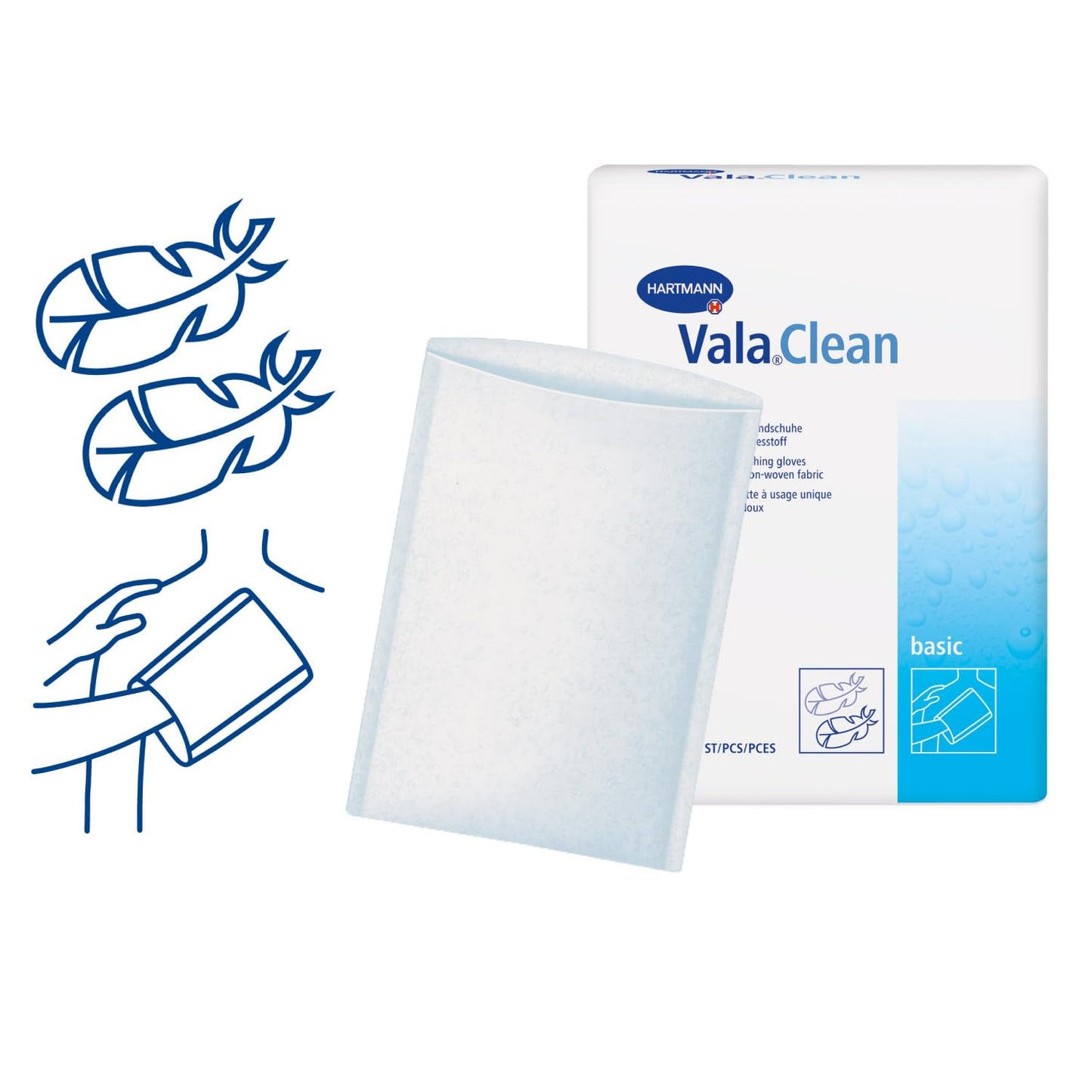 Hartmann Valaclean Set of 50 Soft Wash Mitts, Non-Woven, 15 x 23 cm