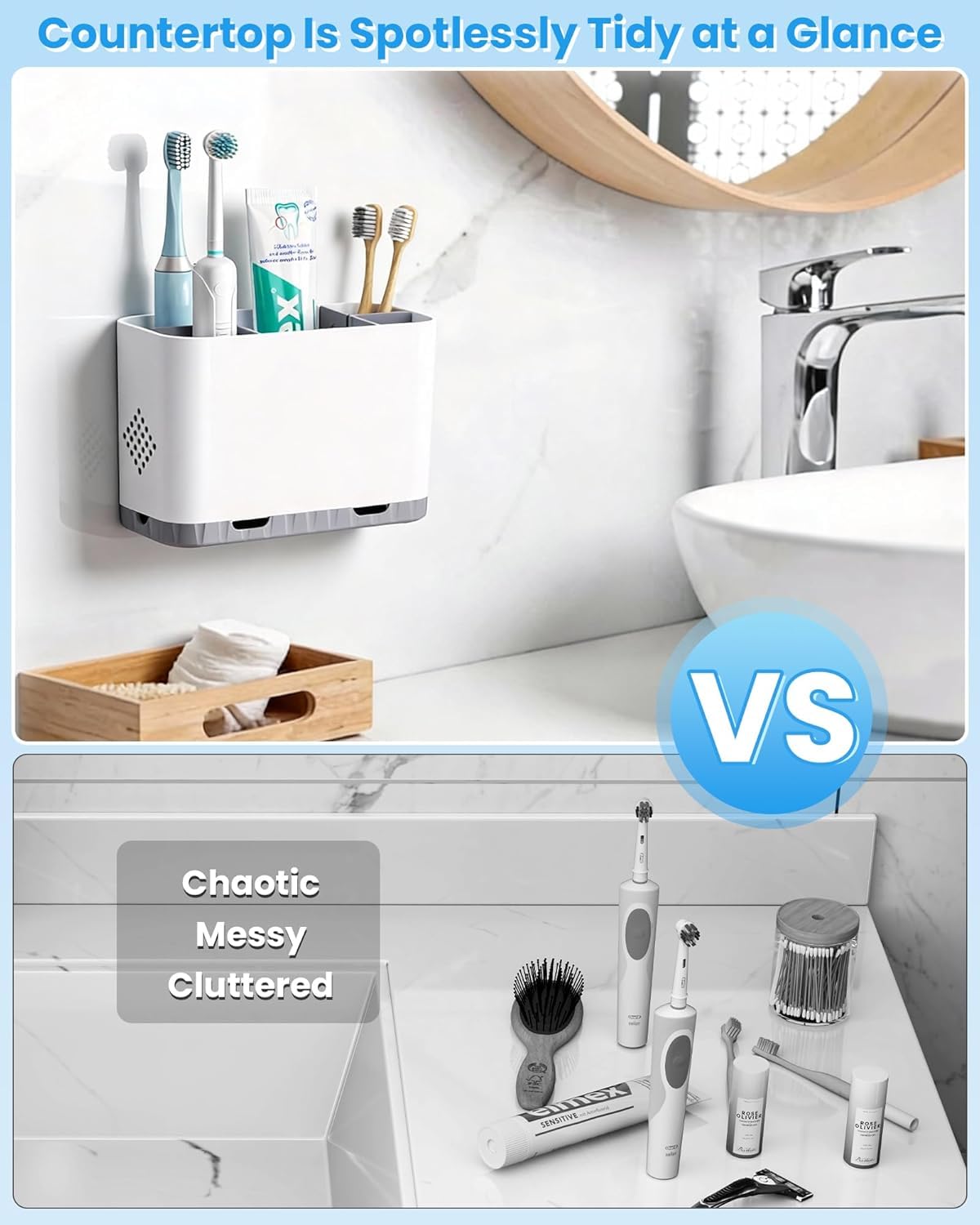 5 Slots Detachable Toothbrush Holder Set - for Bathroom Countertop