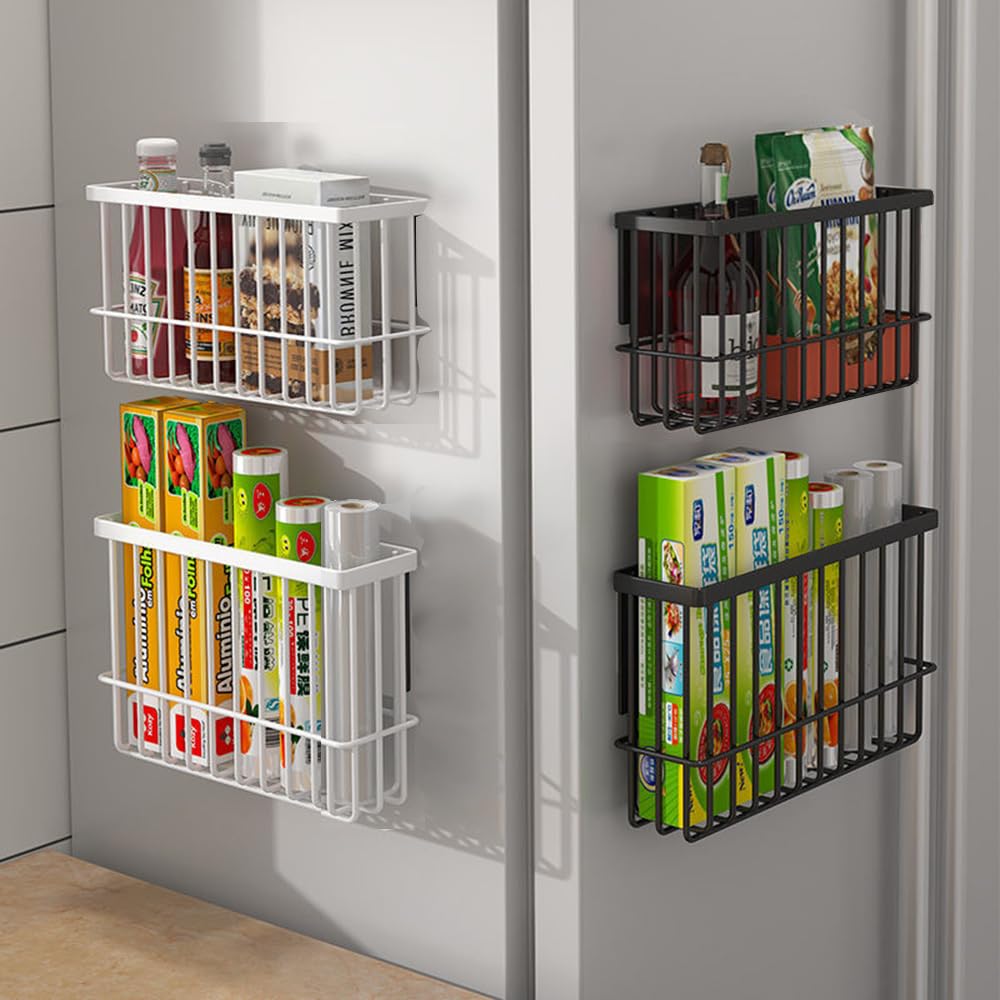 EigPluy 3 Pieces Kitchen Cabinet Door Storage Box, Self-Adhesive Storage Box, Wall Mounted Metal Storage Boxes,Cabinet/Bathroom/Fridge Small Items