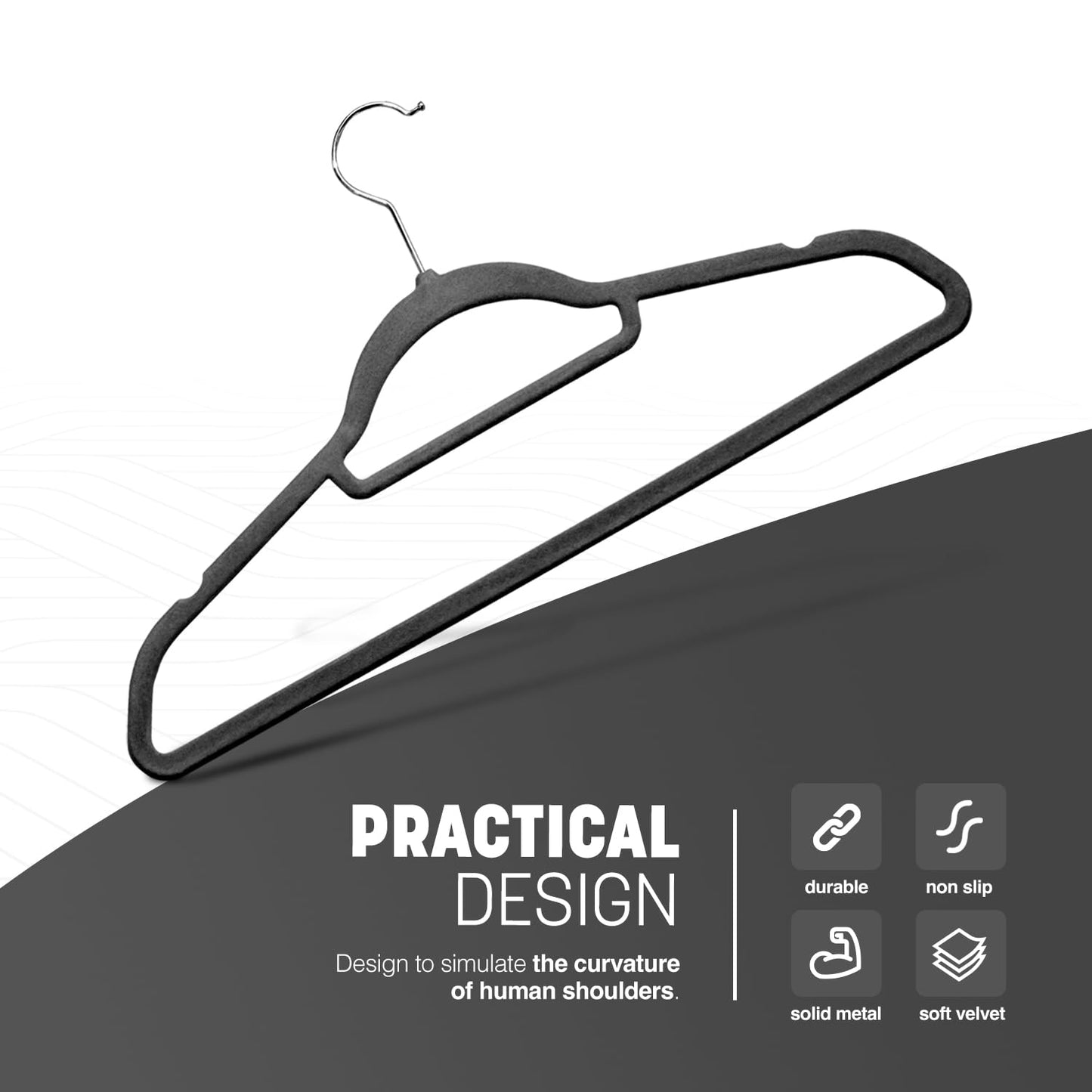 KEPLIN Velvet Hangers 50 Pack - Non-Slip Clothes Hangers with Tie Bar & 360° Hook - Durable & Sturdy, Space-Saving Wardrobe Organisers for Suits