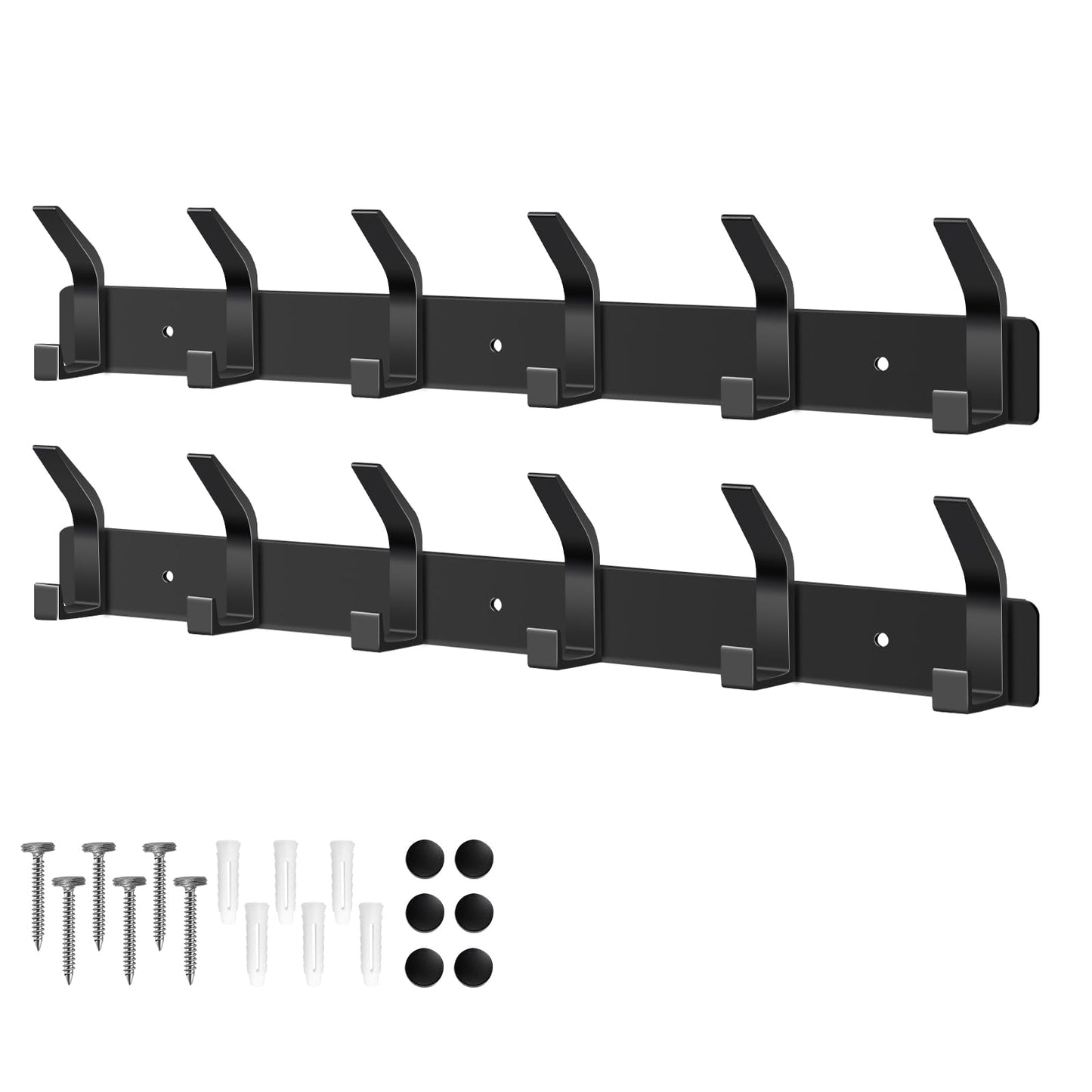 AUXHCYL Coat Hooks Wall Mounted, 2 Packs Coat Hangers Wall Mounted with 6 Hooks, Rust-Proof Coat Racks for Jackets, Bags, Hats and Scarves