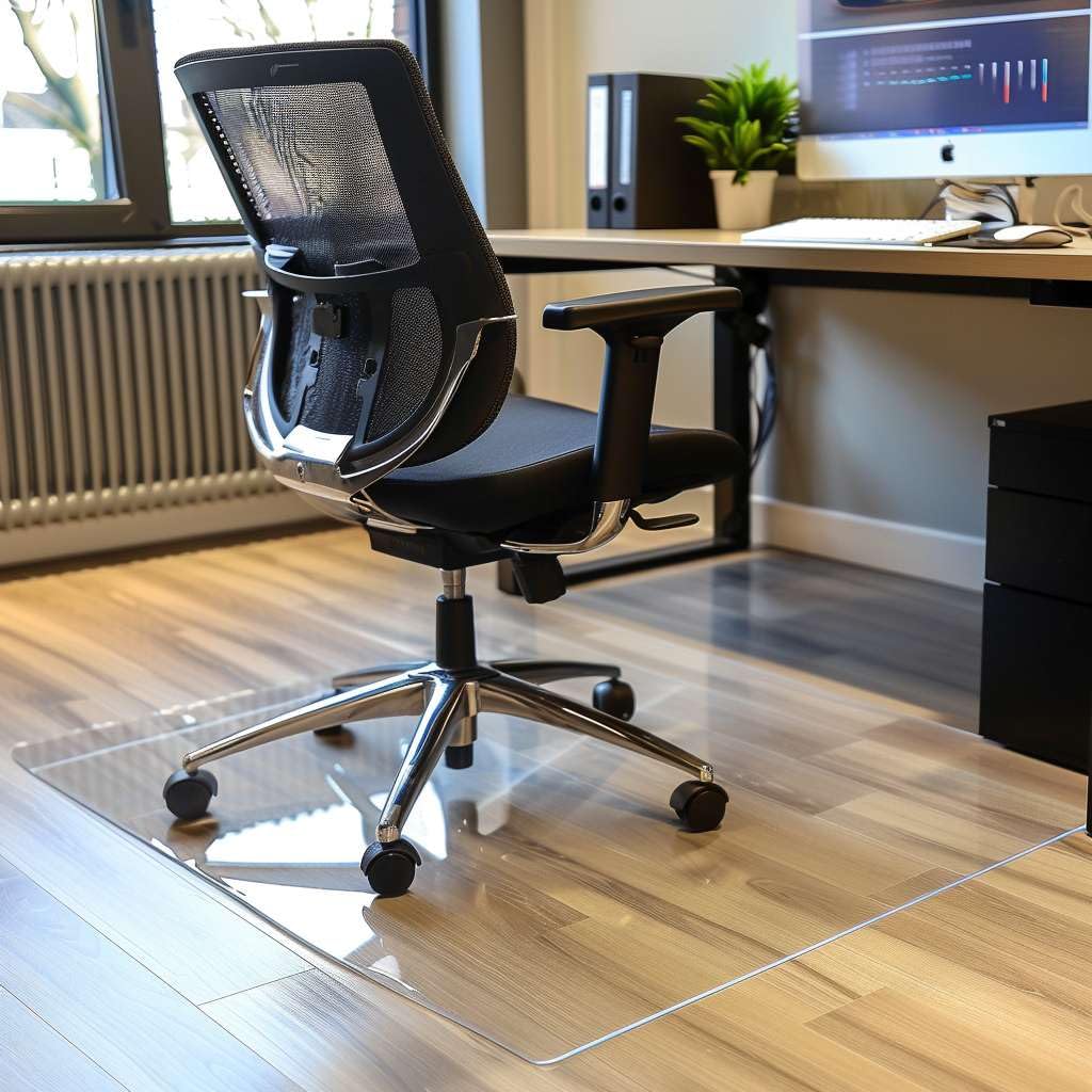 Clear Chair Mat, Non-Slip PVC Clear Wooden Floor Protector Mat with Round Edge, Heat Resistant & Waterproof Flooring Protector for Home and Office