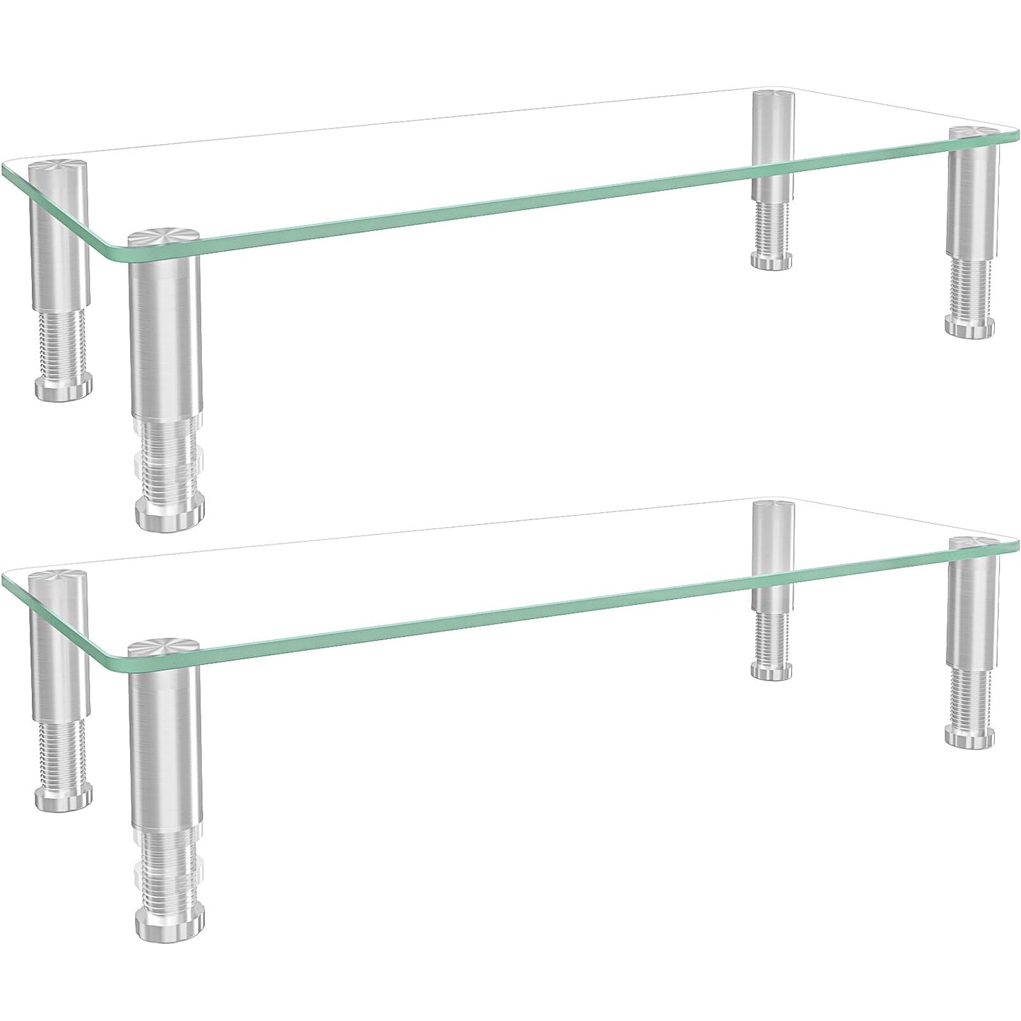 Hemudu 2 Pack Computer Monitor Stand Riser with Height Adjustable ‎56cm x 24cm Multi Media Desktop Stand for PC Computer Monitor