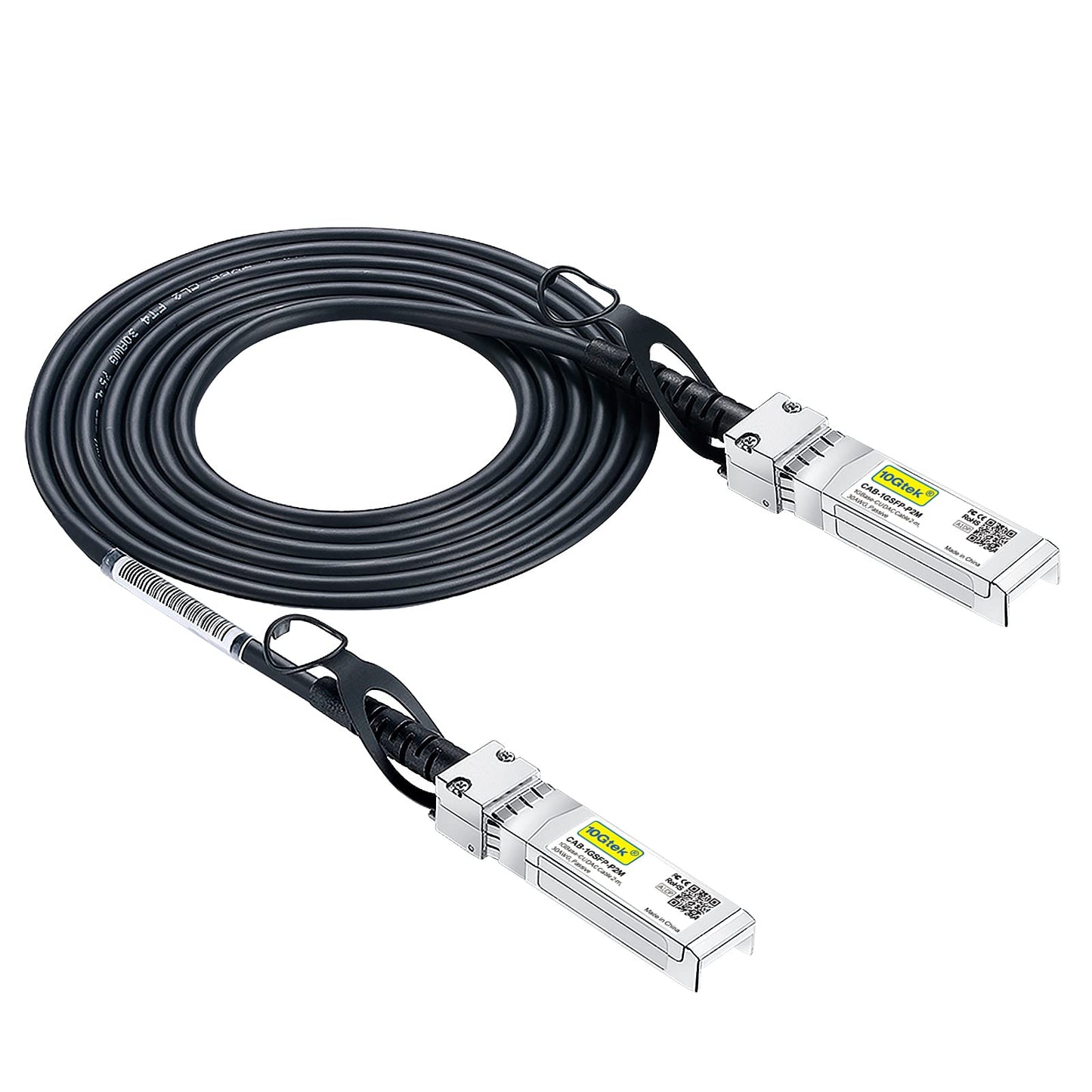 10Gtek 1.25G SFP DAC Twinax Cable 2-Meter(6.5ft), Passive, Compatible for Cisco SFP-1GBASE-CU2M, Ubiquiti UniFi, Netgear, D-Link, TP-LINK, Zyxel, QNAP