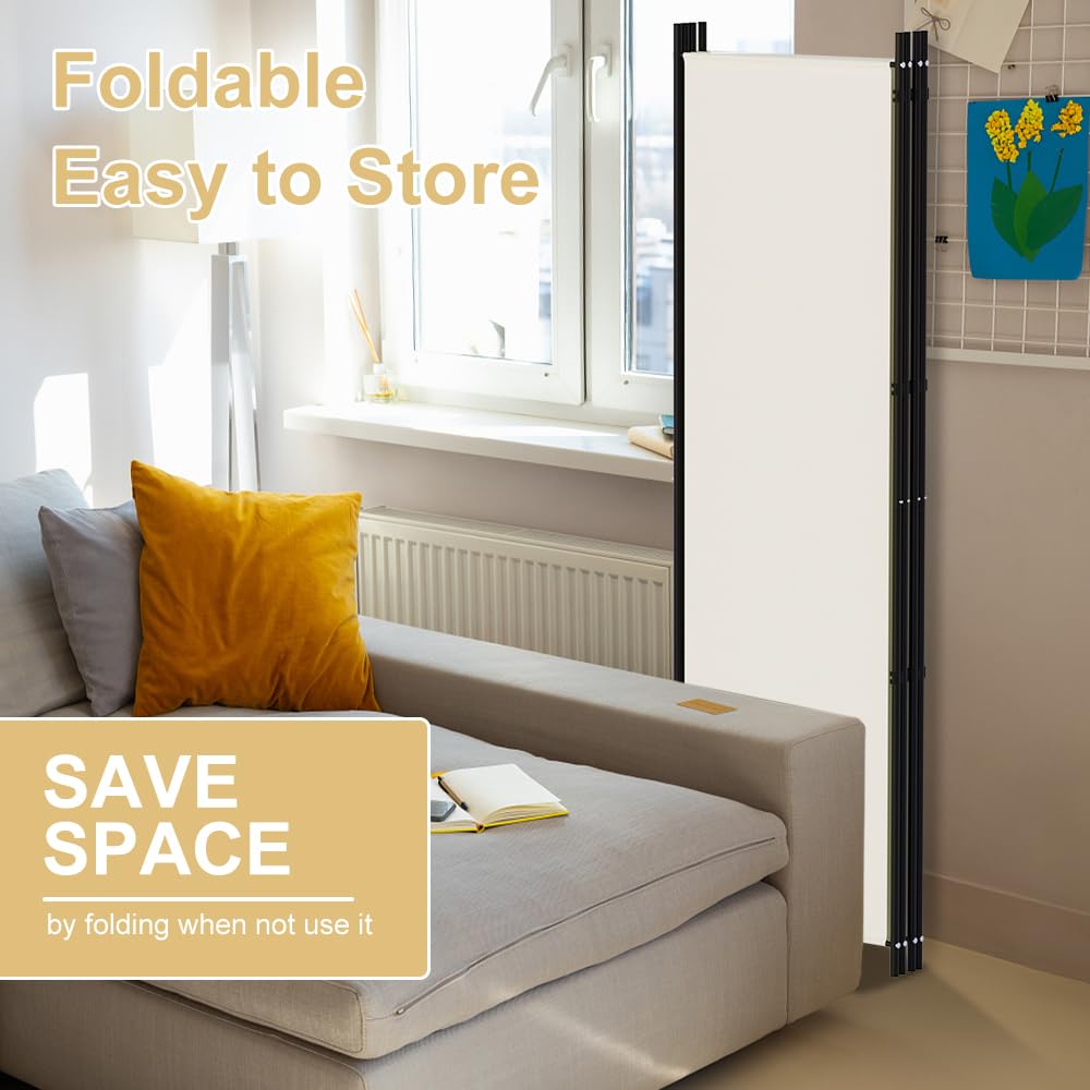 Kokorona Folding Room Divider 4 Panel, Portable Privacy Screen for Home Office, Partiton Wall Room Divider for Room Separation, Included-Cover Strips