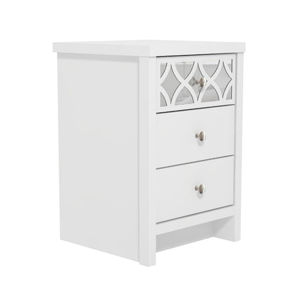 GFW Arianna 3 Drawer Bedside Table, White Bedroom Cabinet with Recessed Handles, Modern Nightstand Storage Unit