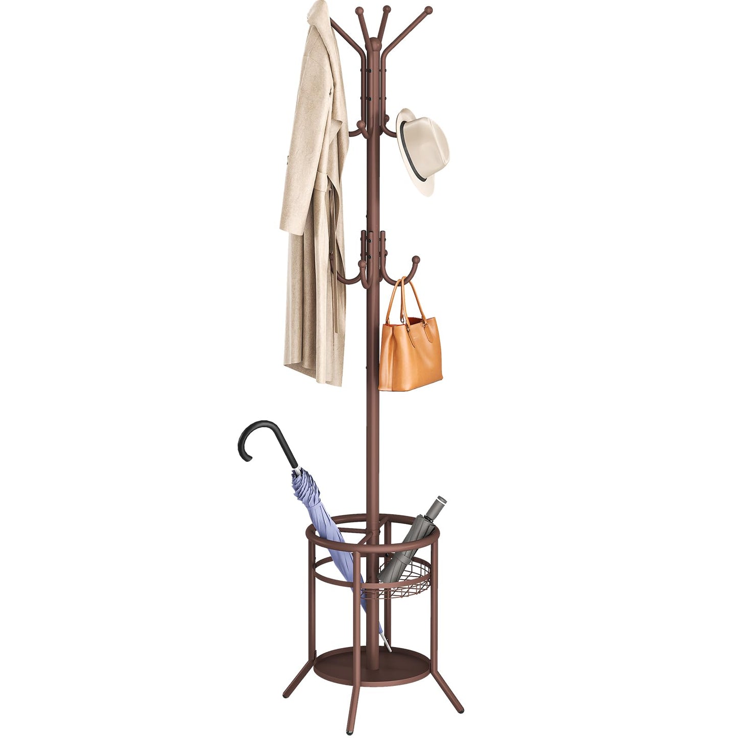 ELYKEN Metal Coat Stand with Umbrella Holder Vintage for Office Hallway