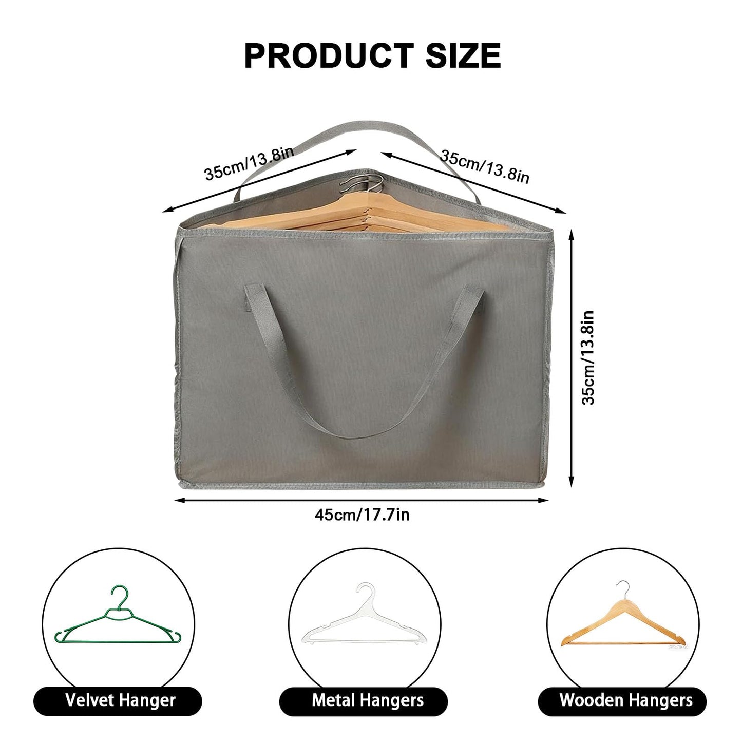 Hbzunt 2 Pcs Coat Hanger Storage, Clothes Hanger Organizer Bags with Two Carry, bag hanger Foldable Coat Hanger Storage (Grey)