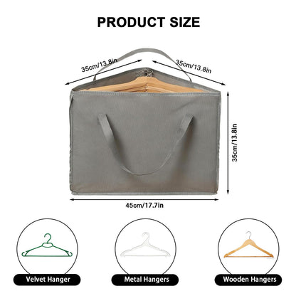 Hbzunt 2 Pcs Coat Hanger Storage, Clothes Hanger Organizer Bags with Two Carry, bag hanger Foldable Coat Hanger Storage Grey