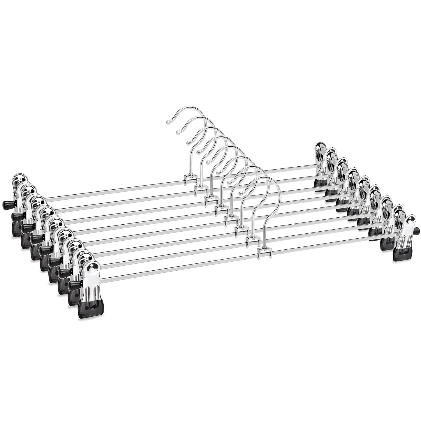 Amber Home 8pcs Shiny Metal Trousers Hangers, Iron Skirt Hangers, Chrome