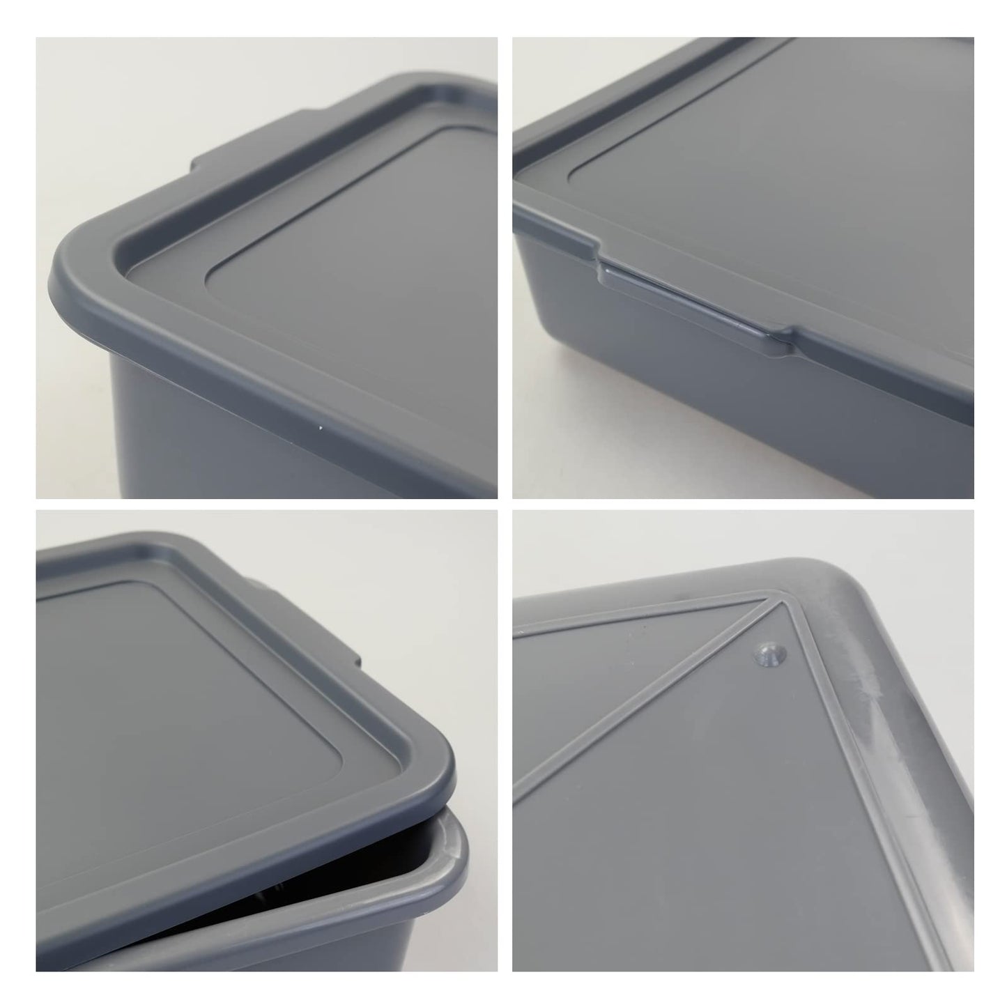 Begale 3-Pack Washing Up Bowl with Lid, Plastic Bus Box, 13 L, Grey