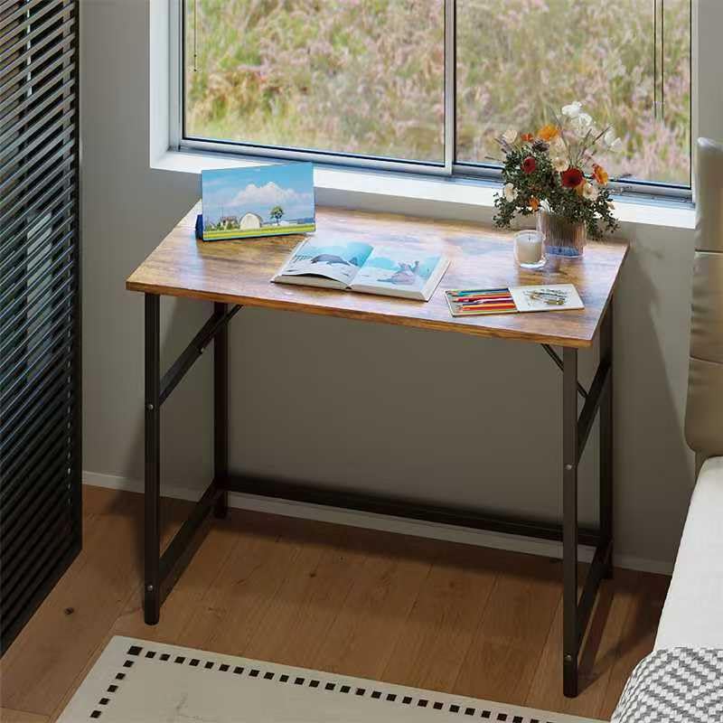 Xyphren 100cm Desk, Small Computer Desk for Home Office, Study Writing Table for Bedroom Living Room, Easy Assembly Metal Frame Industrial Style Brown