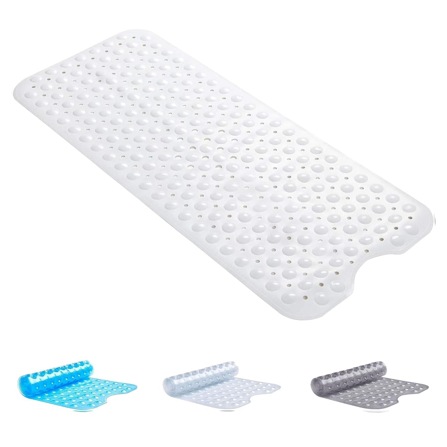 BedLooms Shower Mat Non Slip Anti Mould ? White 100x40 cm Bath Mat for Bathroom & Bathtub with Strong Suction Cups Grip Bath Mats Easy Drain & Machine