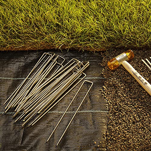 GardenMate Pack of 100 x 250mm multi-purpose steel Garden Securing Pegs - Ideal for hard floors - Made of 4.1mm thick galvanised steel wire