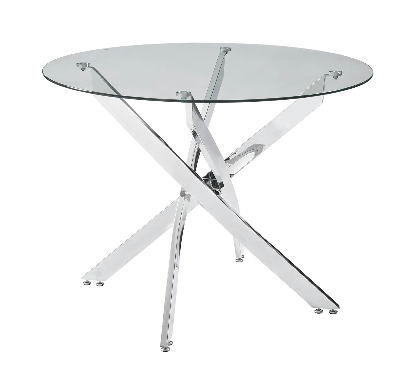 Panana Black Glass Dining Table With Metal Legs Modern Kitchen Tables (Clear Round, 100cm Round)