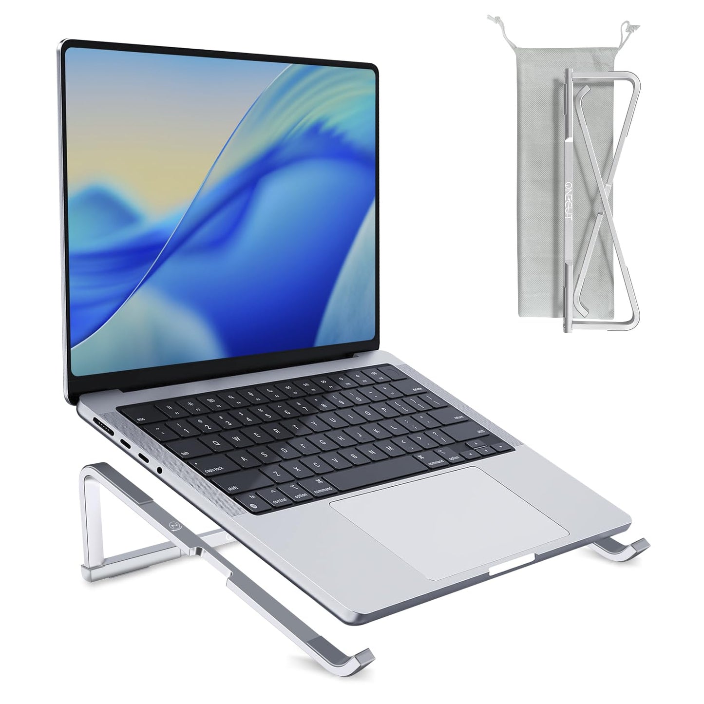 OneCut Foldable Laptop Stand for Desk, Aluminum Computer Stand for Laptop, Potable Laptop Riser, Laptop Stand, Compatible for MacBook Pro/Air, Dell