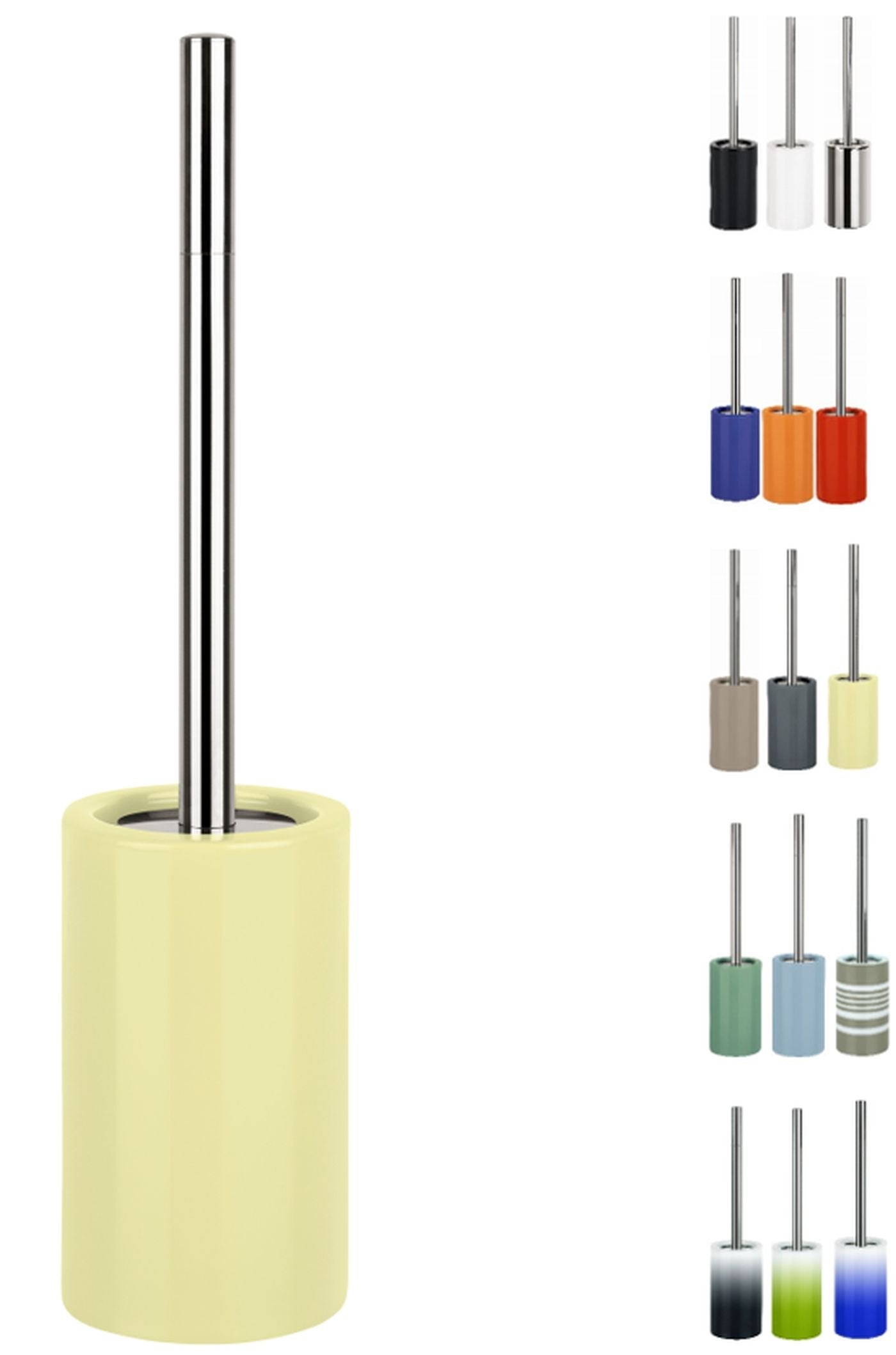 Spirella "Tube Toilet brush toilet set with porcelain holder and stainless steel handle yellow