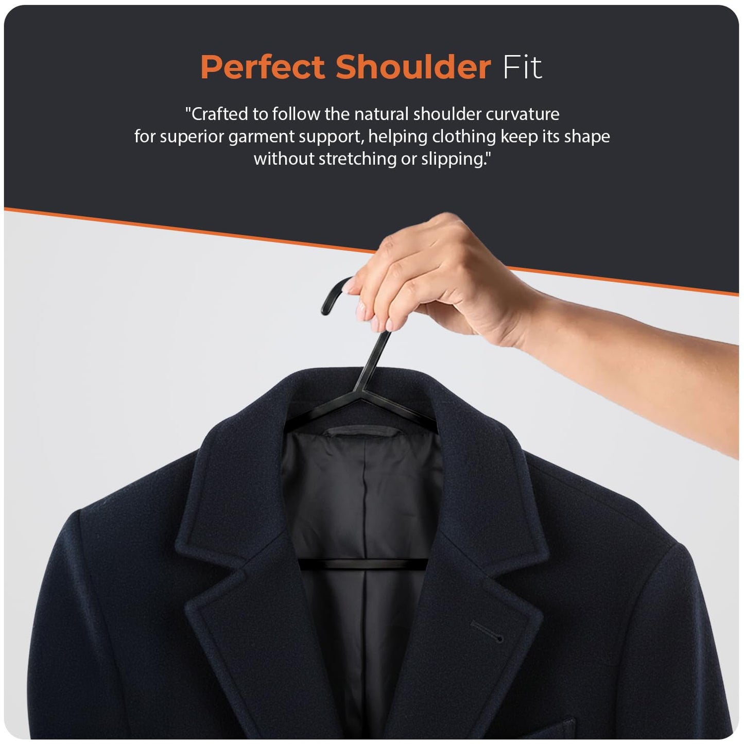 Scott 11 Plastic Coat Hangers, 25 Pack - Adult Black Strong Clothes Hangers For Clothes, Durable With Hooks For Space-Saving, Lightweight, Non-Slip