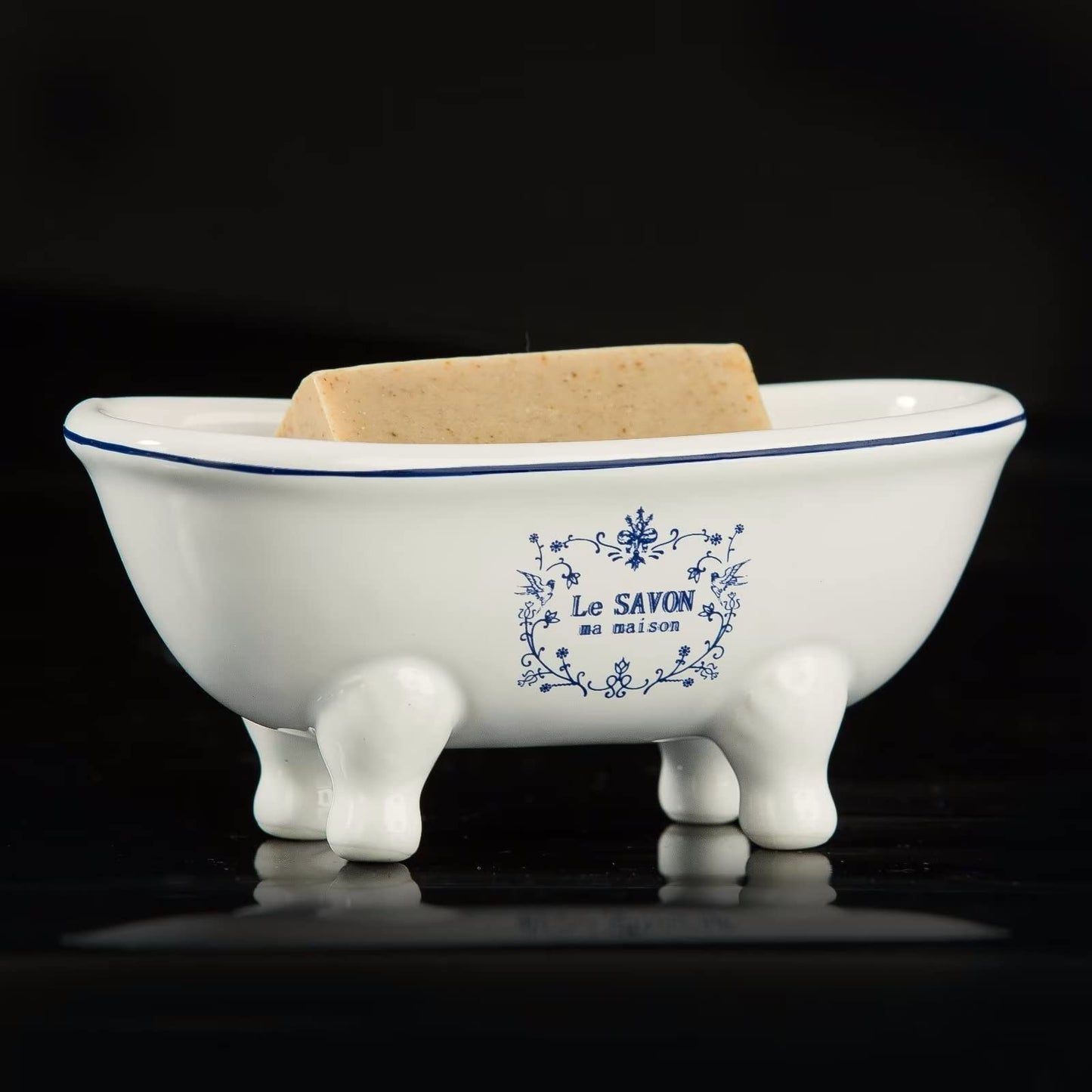 Ceramic Mini Bathtub Soap Dish Decortative Clawfoot Bathroom Soap Dish (Style 01)