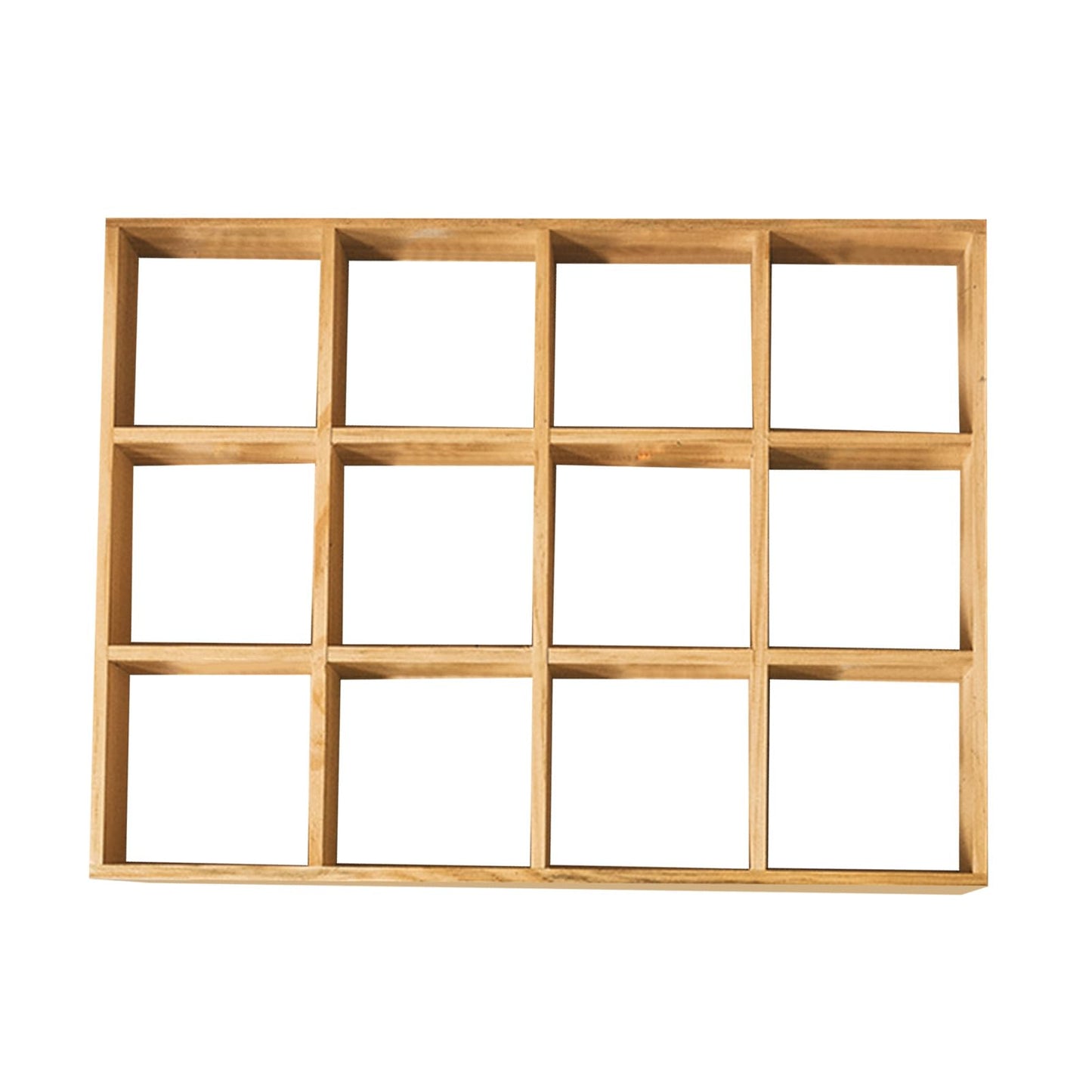 Wood Shadow Box Shelf, 12 Grids Large Space Retro Action Figure Wooden Display Shelf Multipurpose Hand Polished for Study (Without Back Plate)