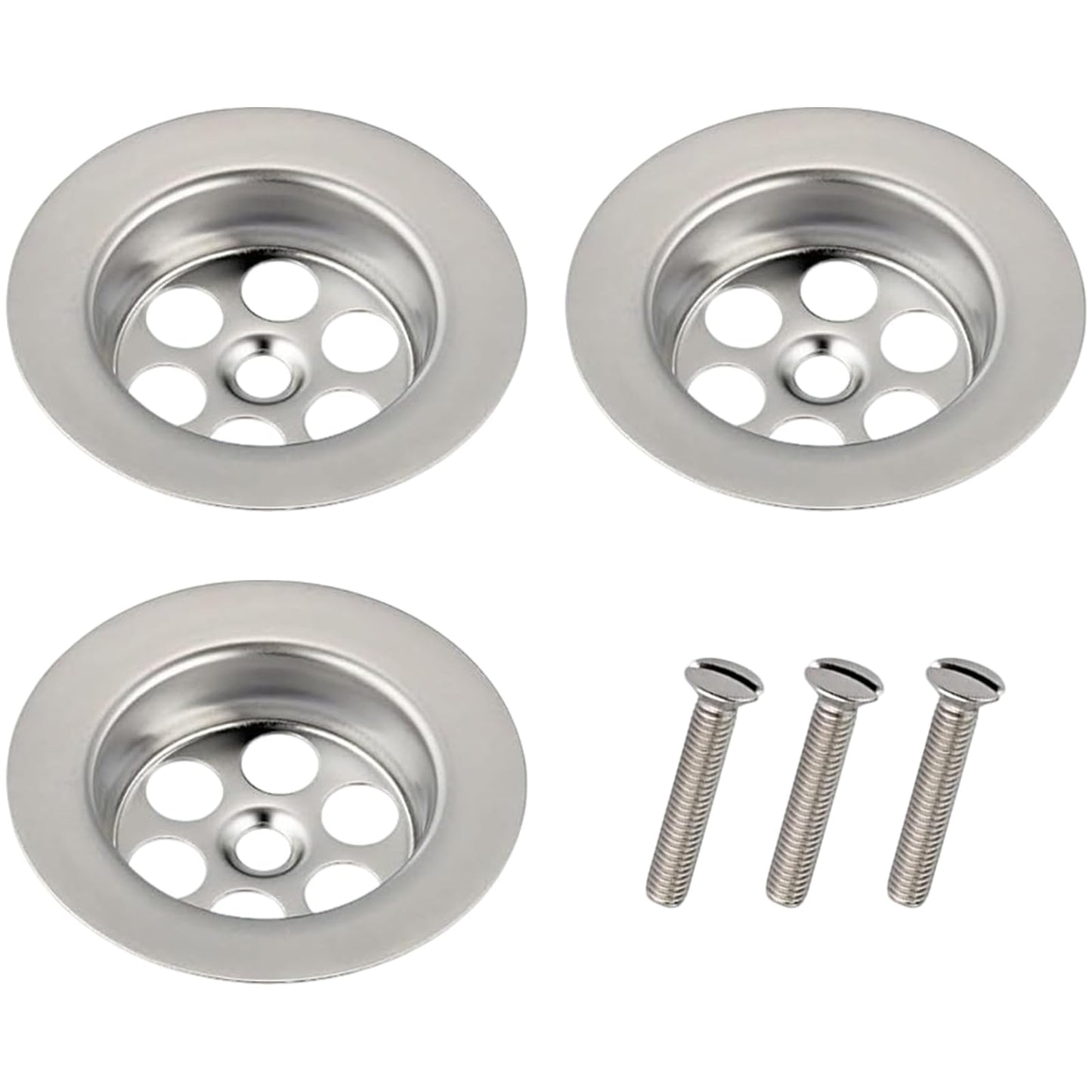 Bathtub Drain Cover - TRACOMPAN 3 Pack Stainless Steel Silver Bath Overflow Plug Replacement with Screws, Durable Drain Cover for Bathtubs